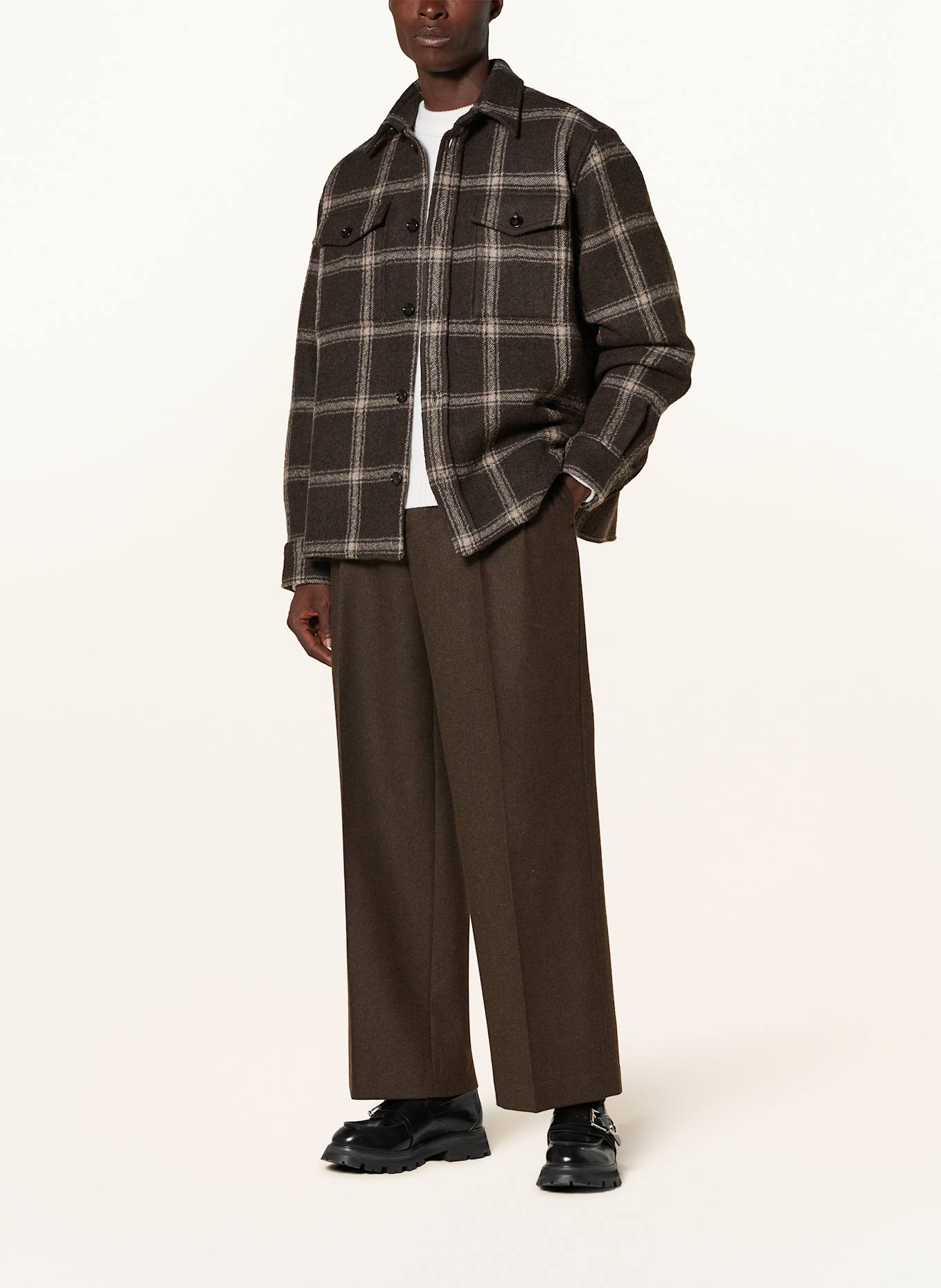 AMI PARIS Overjacket: DUNKELBRAUN / HELLGRAU