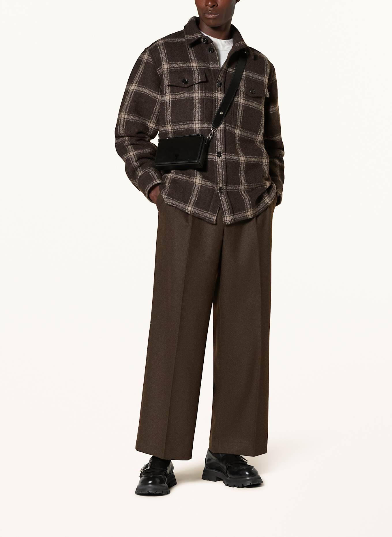 AMI PARIS Overjacket: DUNKELBRAUN / HELLGRAU