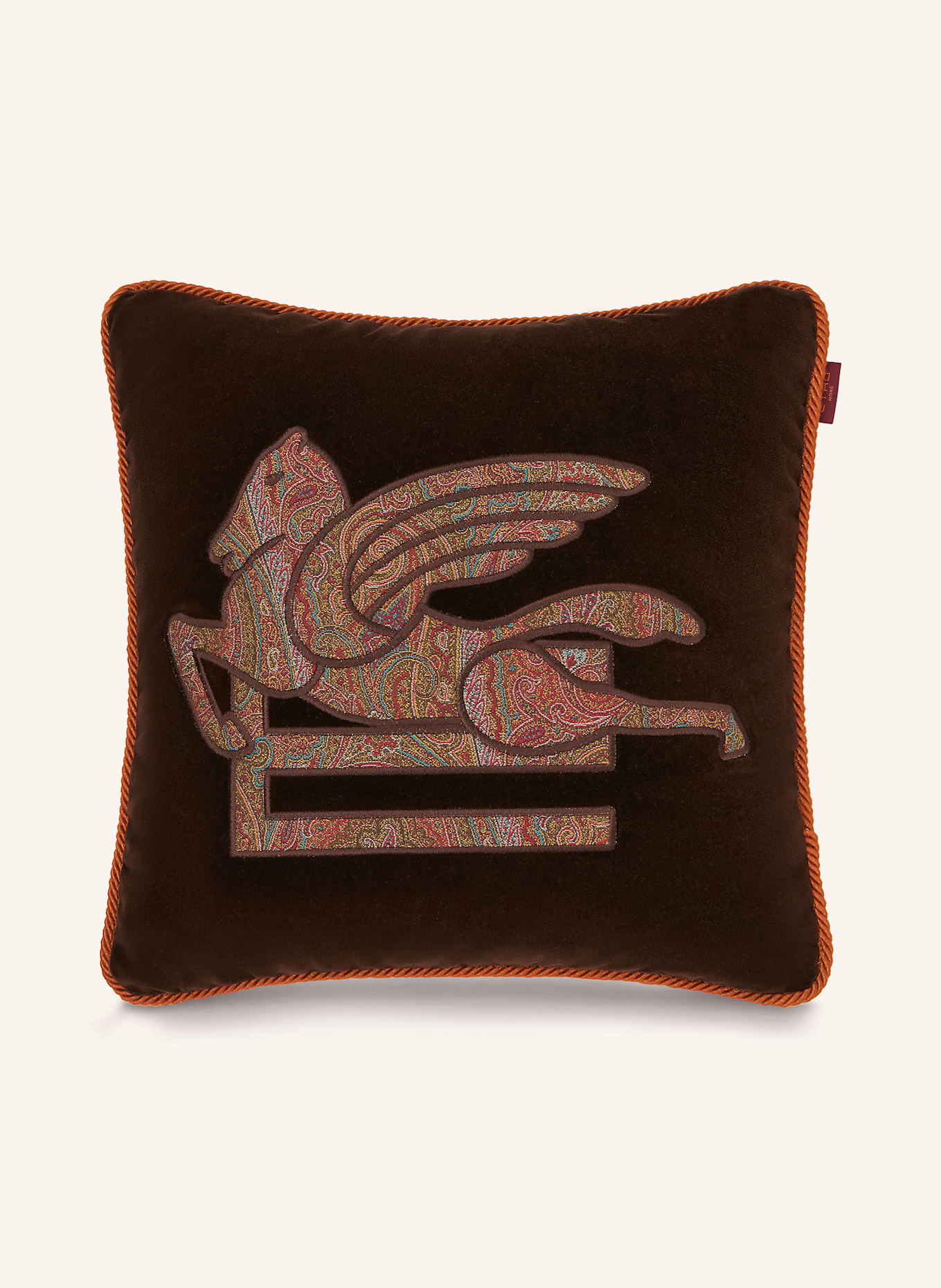 ETRO Home Decorative cushion made of velvet, Color: DARK RED (Image 1)