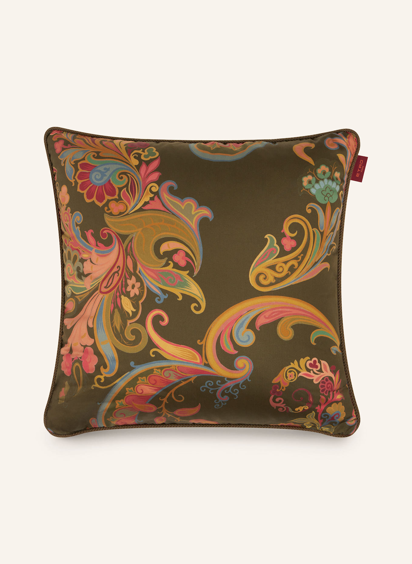 ETRO Home Dekokissen aus Satin, Farbe: KHAKI/ PINK (Bild 1)