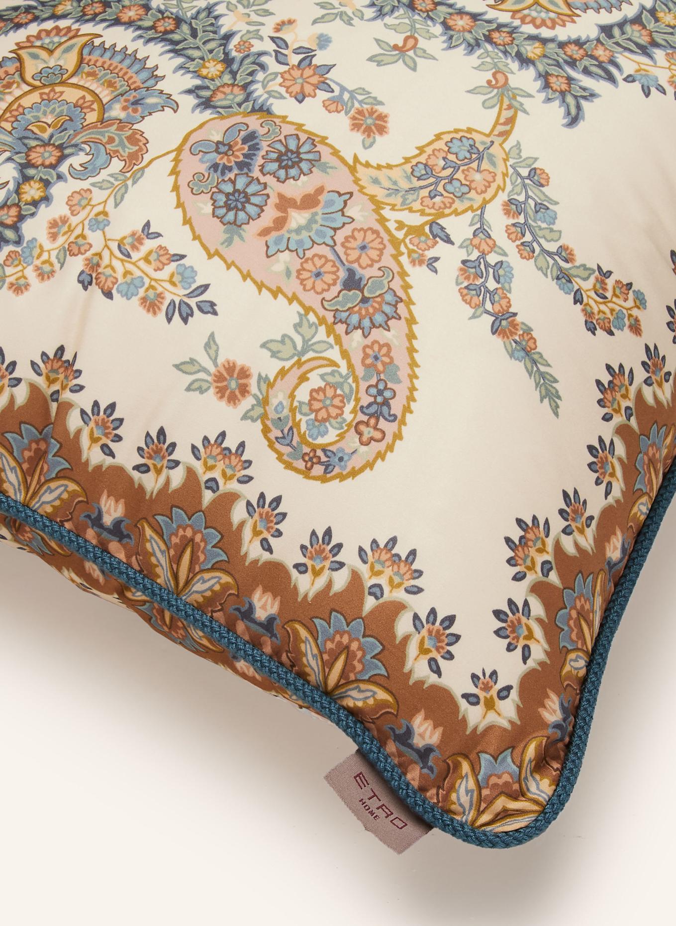 ETRO Home Dekorační polštář ze saténu: KRÉMOVÁ / MODRÁ / TMAVĚ ORANŽOVÁ