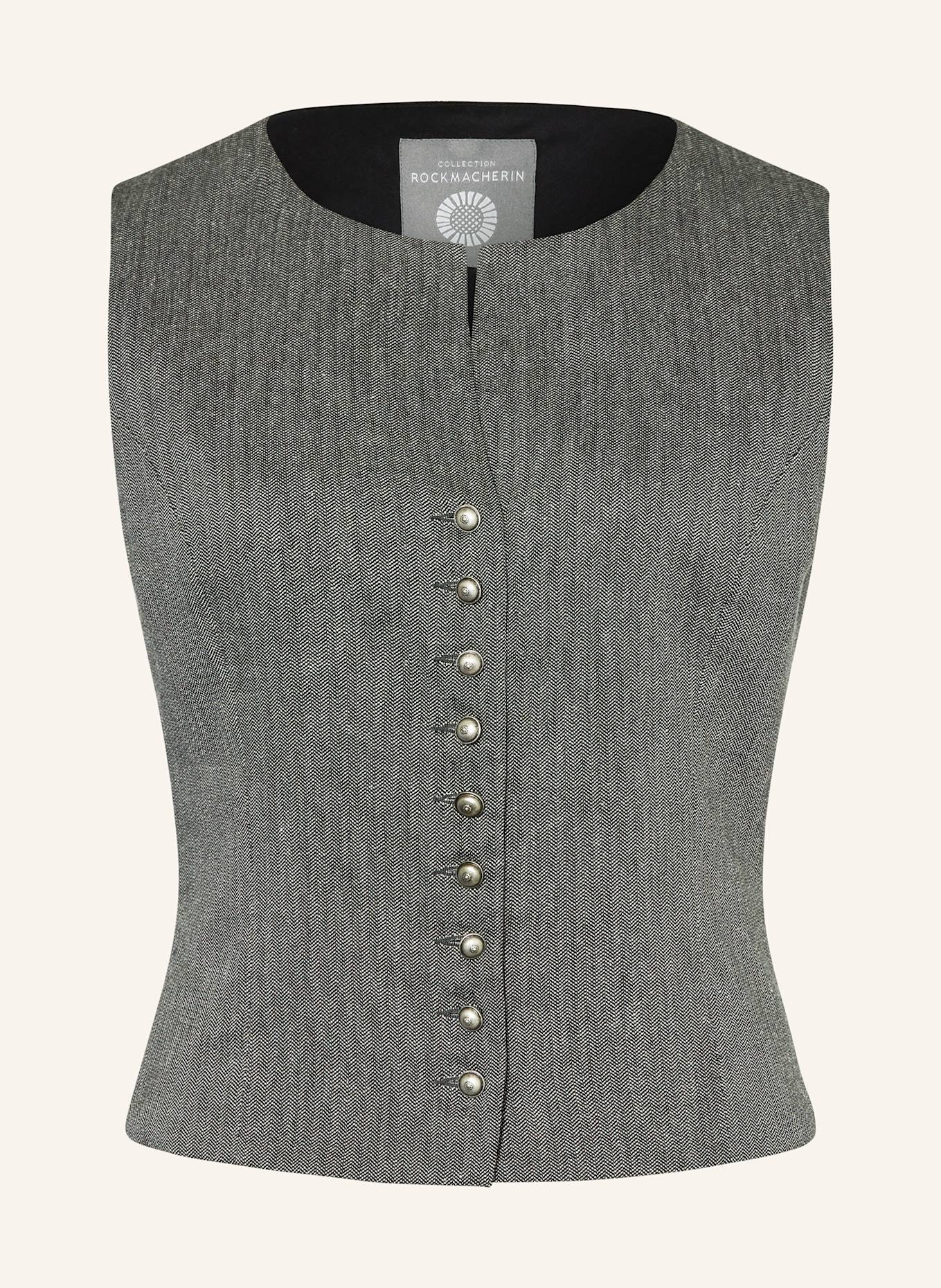 ROCKMACHERIN Trachten waistcoat NANNI, Color: BLACK/ WHITE (Image 1)