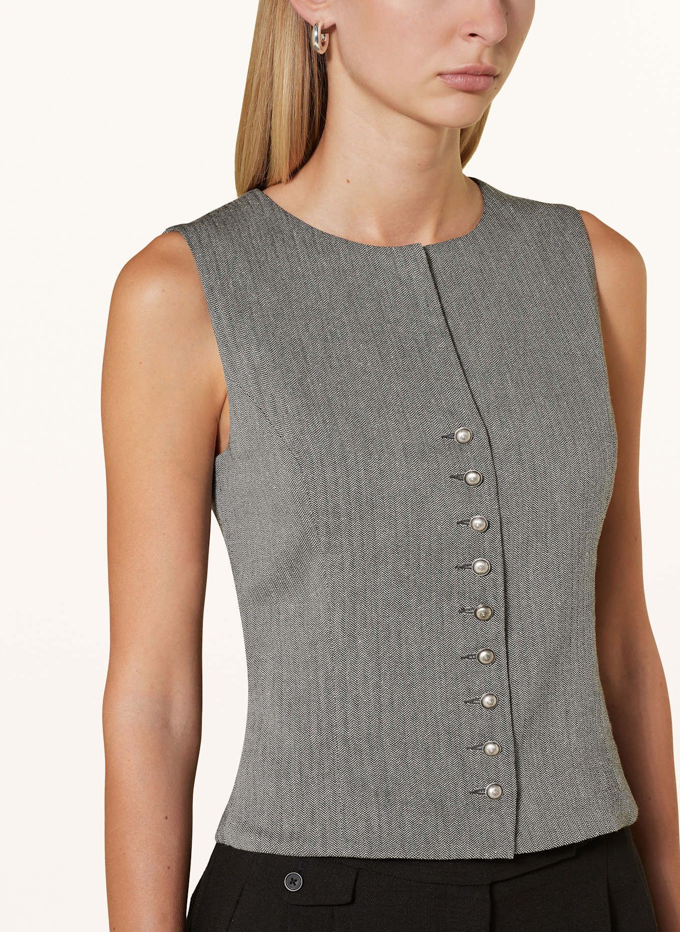 ROCKMACHERIN Trachten waistcoat NANNI, Color: BLACK/ WHITE (Image 4)