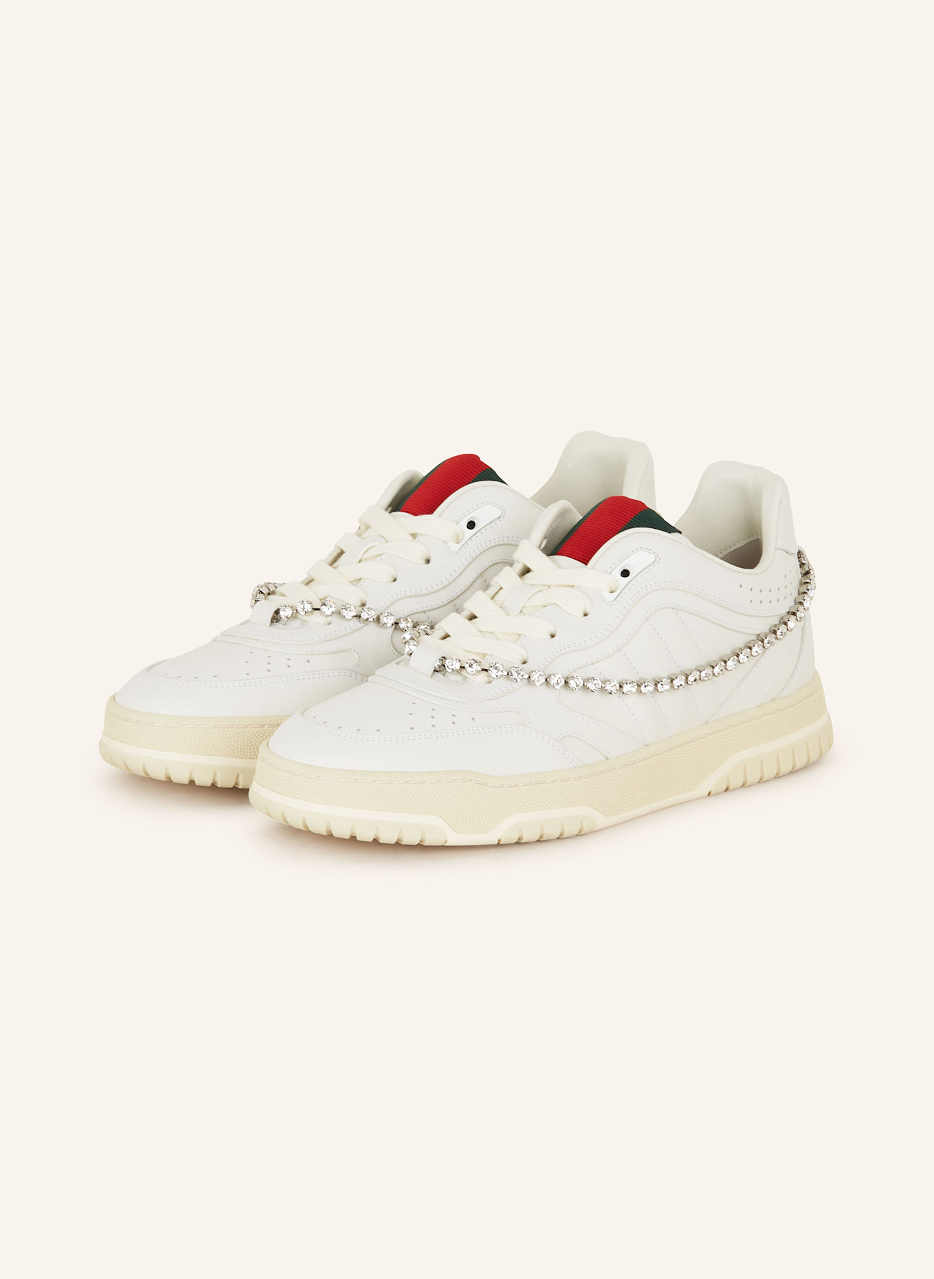 GUCCI Sneakers with decorative gems in 9097 great white g.w g.w