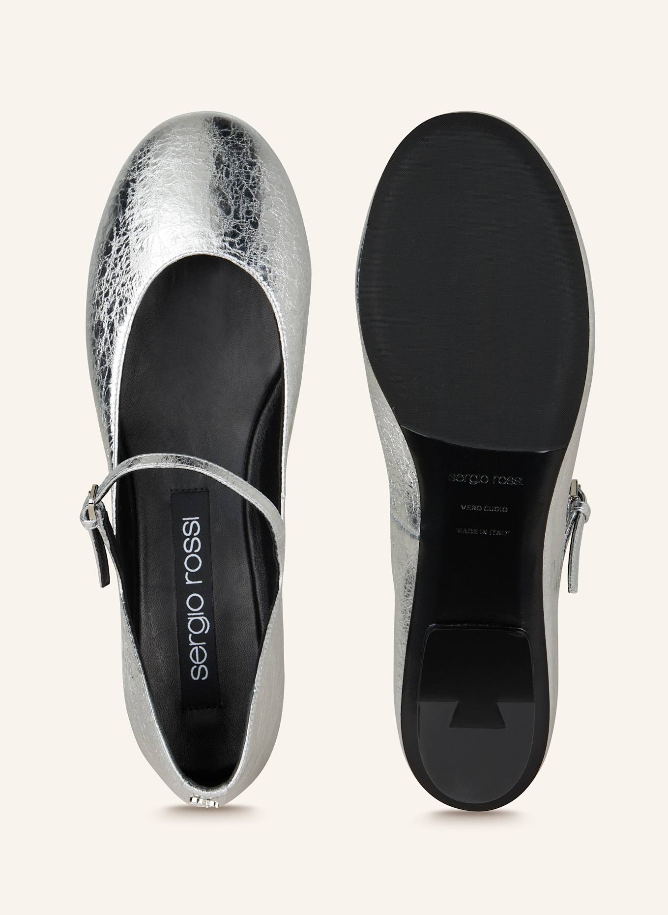 sergio rossi Mary-Jane-Ballerinas: SILBER