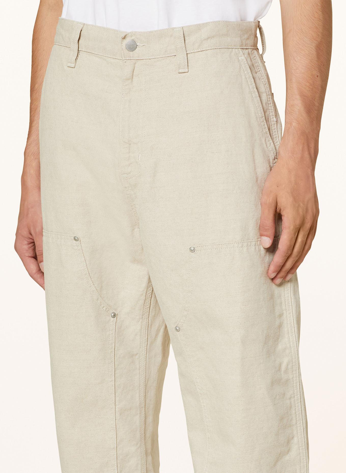 carhartt WIP WALTER regular fit asymmetrical trousers with linen: BEIGE