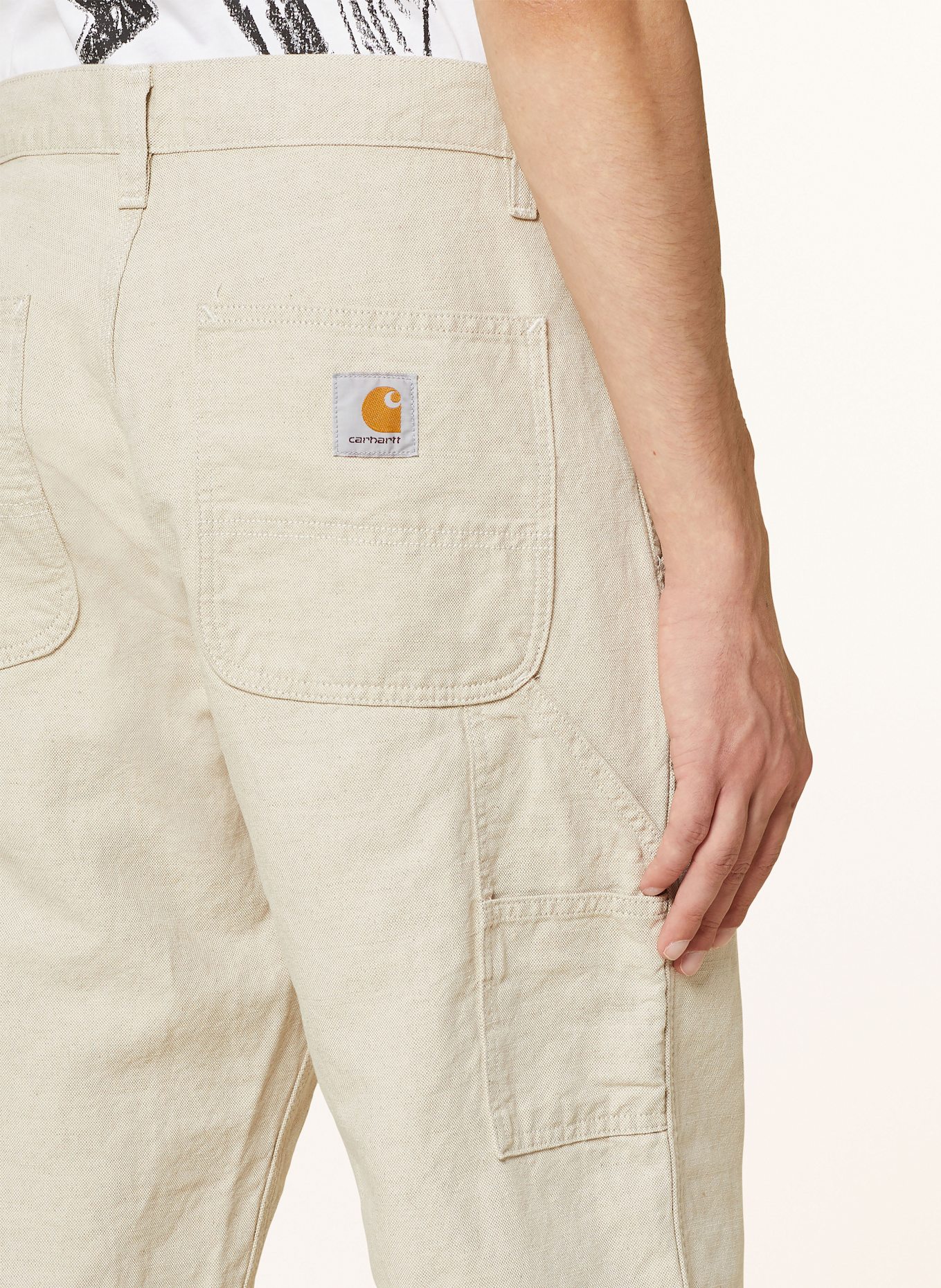 carhartt WIP WALTER regular fit asymmetrical trousers with linen: BEIGE