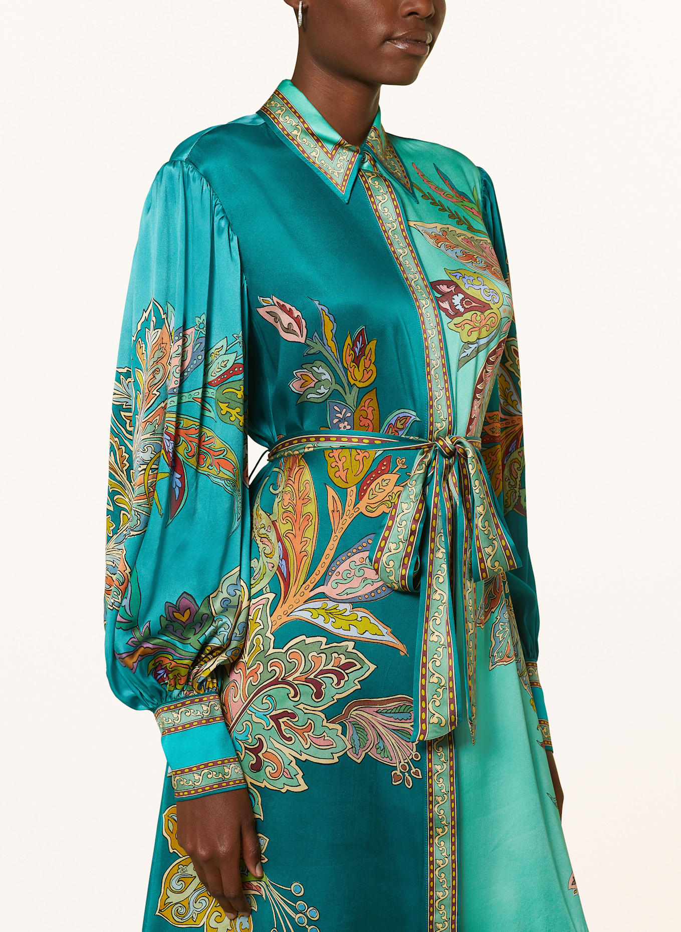 Satin scarf print shirt dress new arrivals