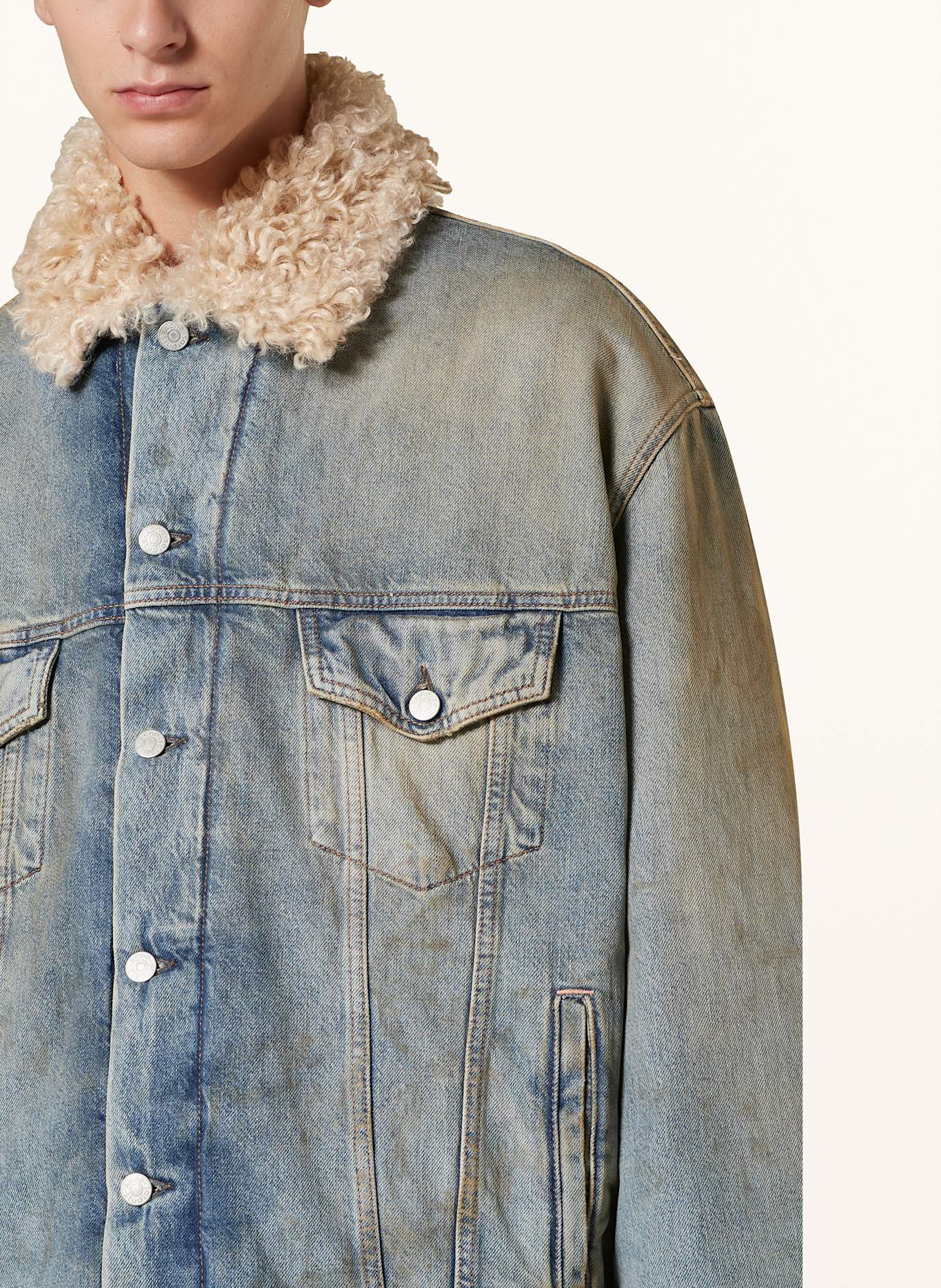Acne Studios Denim SWEATSHIRT with faux fur, Color: Sportswear Women's Velour Kadın Kahverengi Eşofman Altı (Image 4)