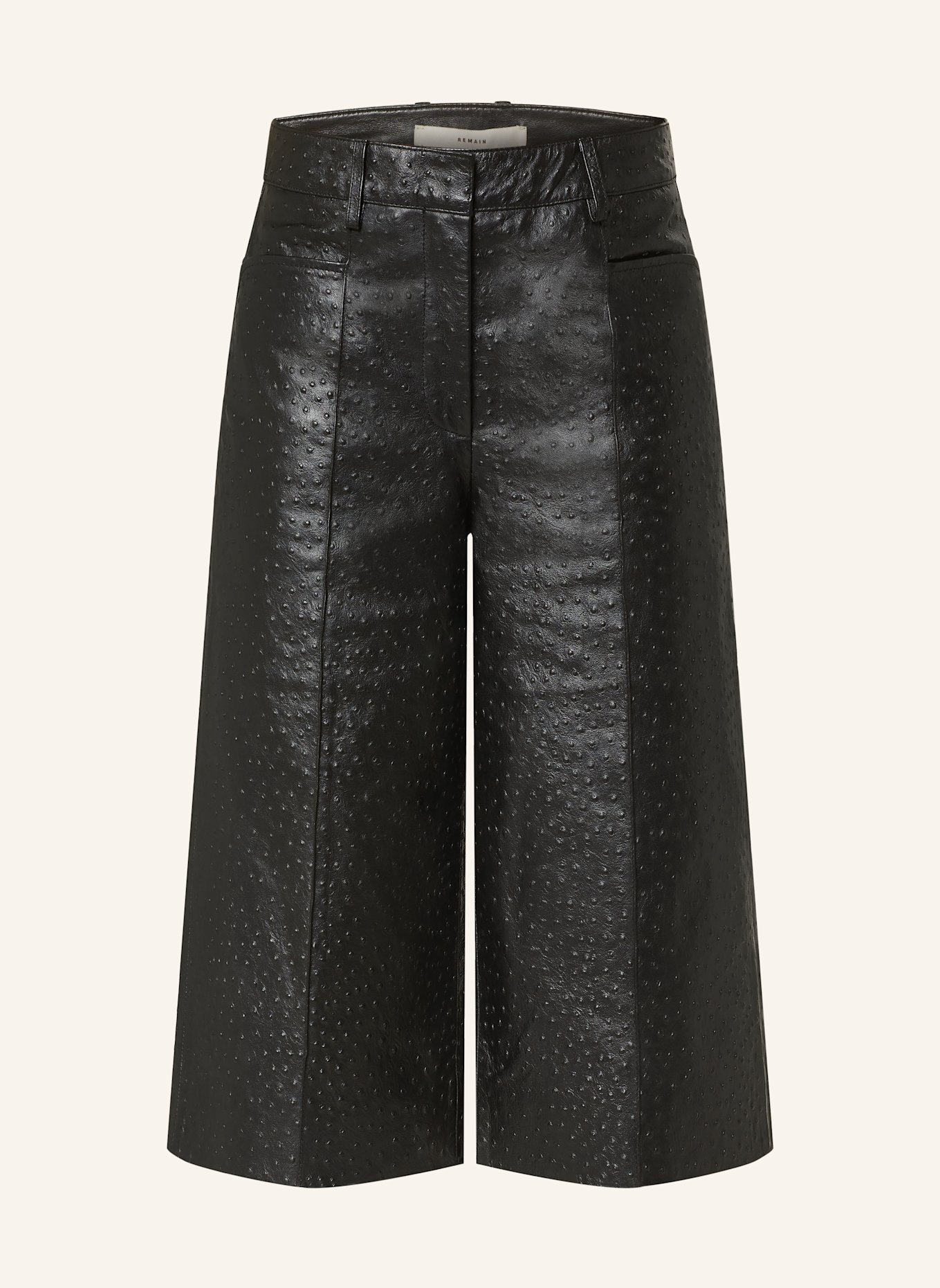 REMAIN 3/4-Hose aus Leder: SCHWARZ