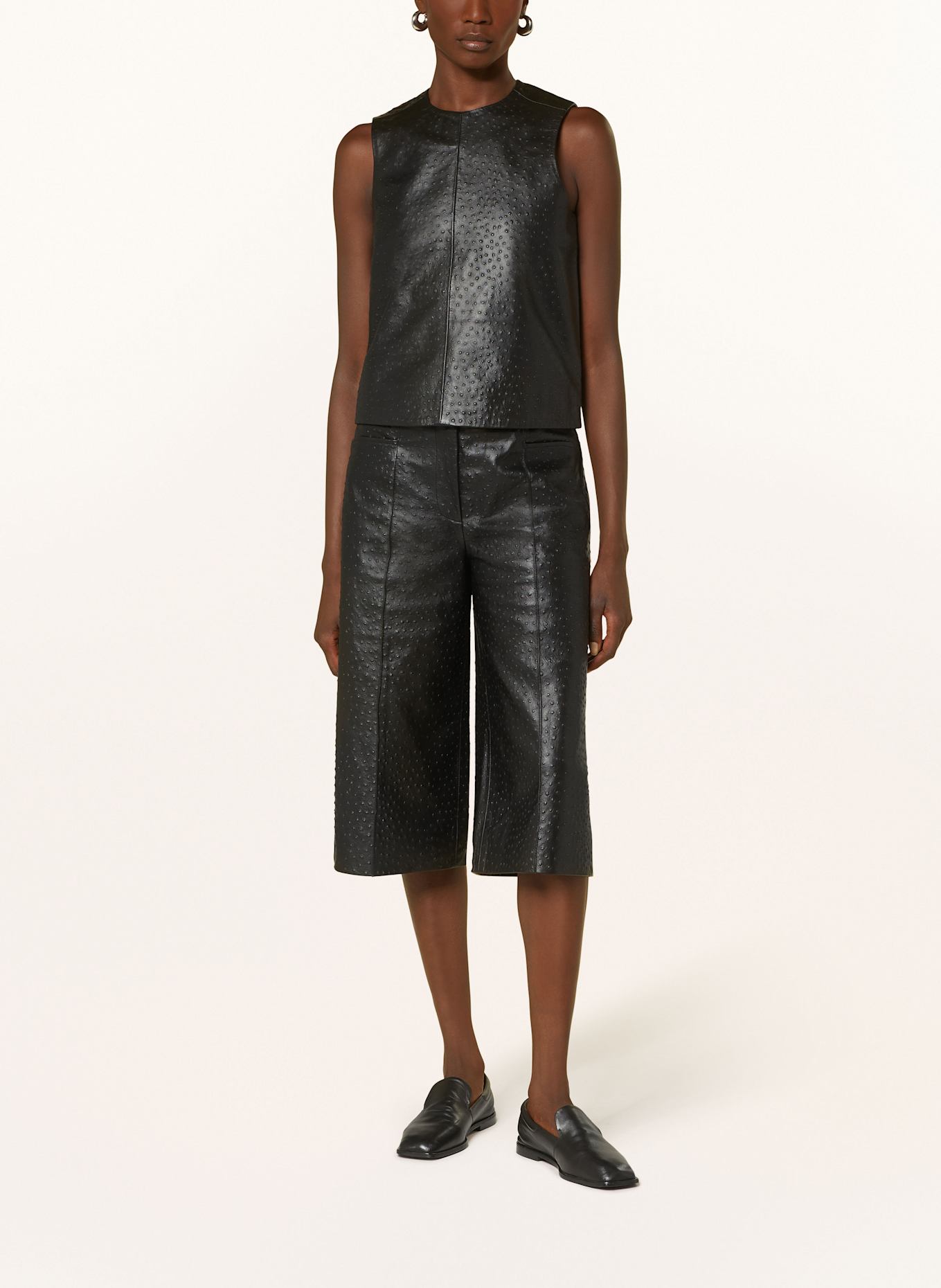 REMAIN 3/4-Hose aus Leder: SCHWARZ