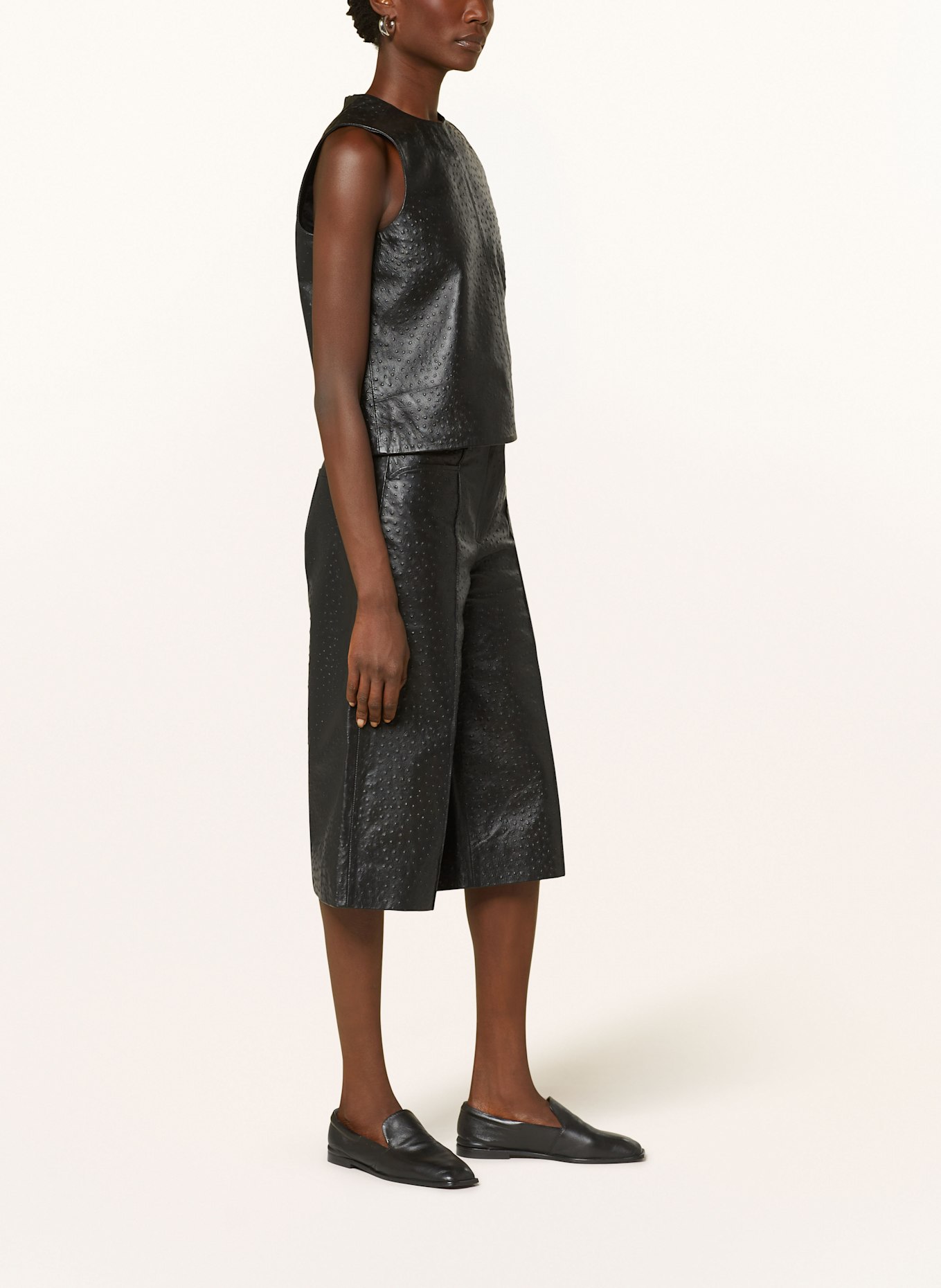 REMAIN 3/4-Hose aus Leder: SCHWARZ