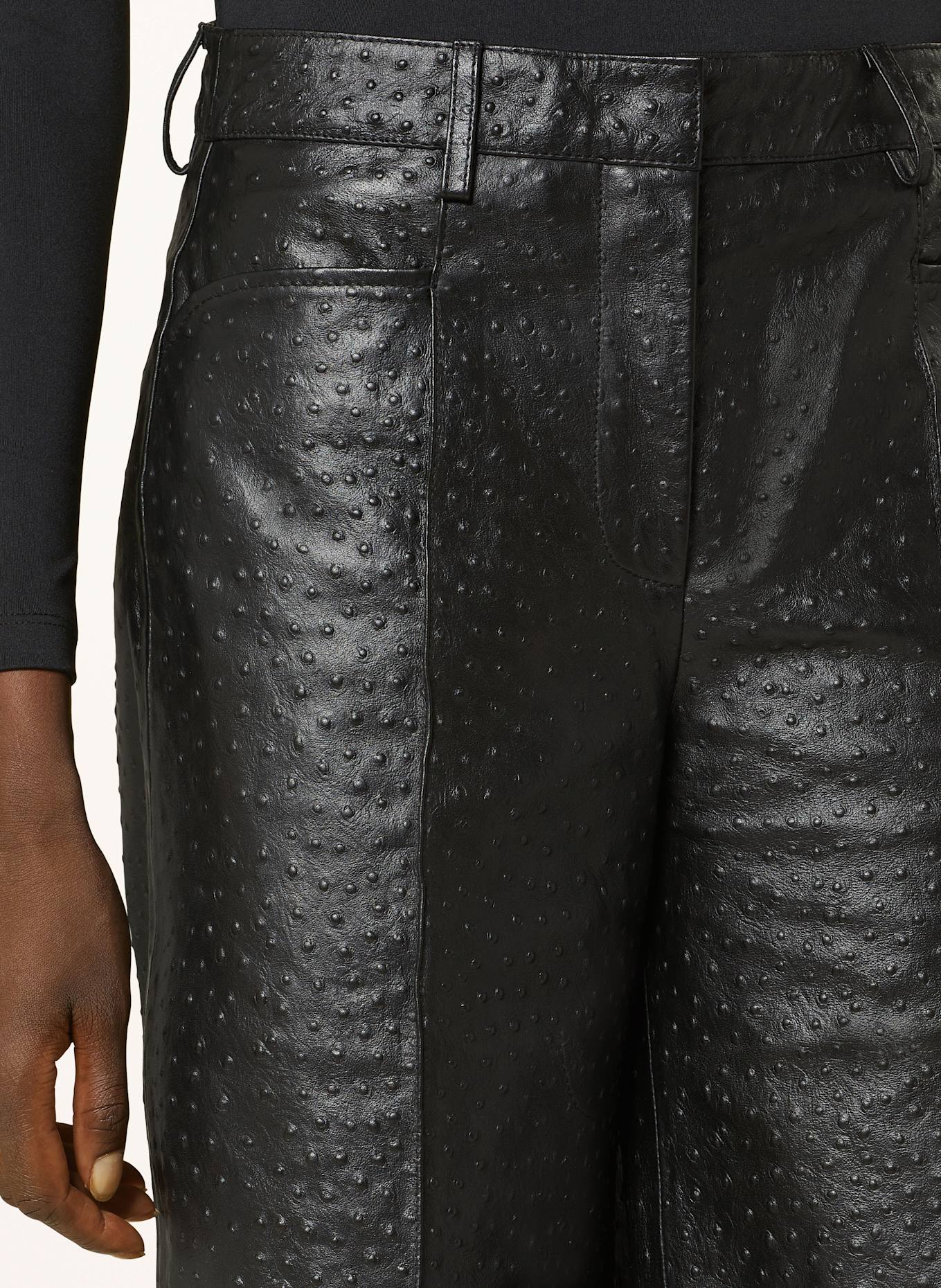 REMAIN 3/4-Hose aus Leder: SCHWARZ