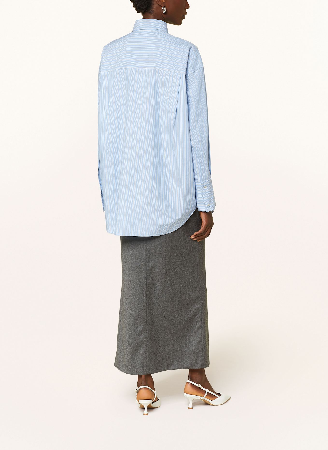 REMAIN Oversized shirt blouse, Color: LIGHT BLUE/ WHITE/ COGNAC (Image 3)