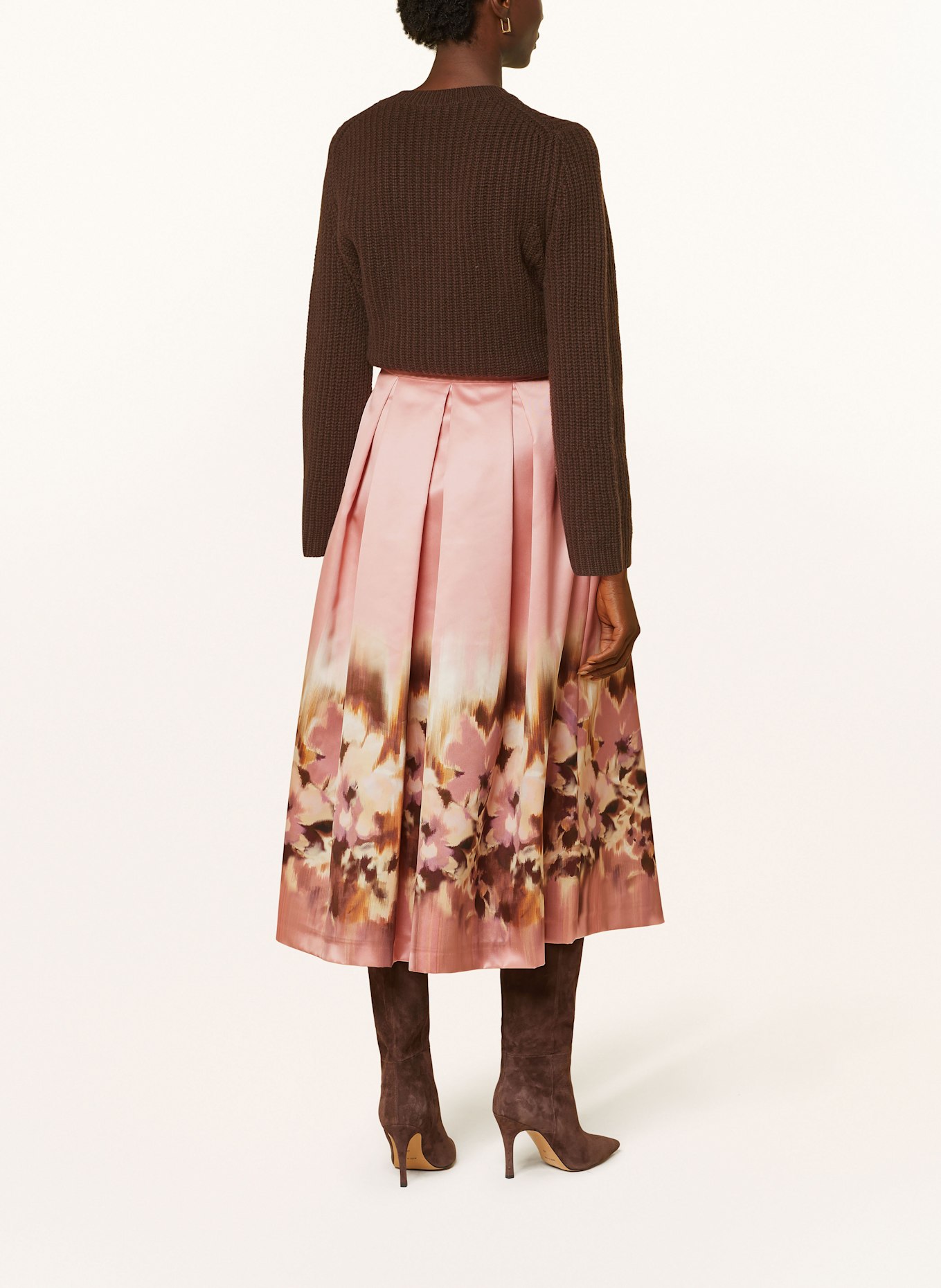 Satin maxi skirt rose gold top