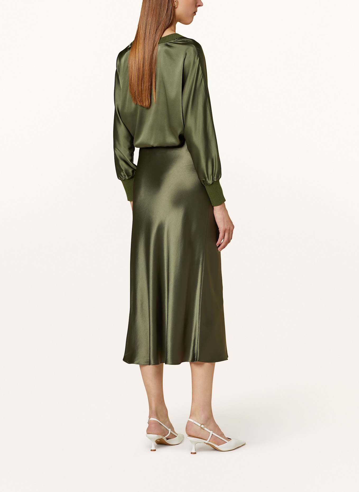 HERZEN'S ANGELEGENHEIT Satin skirt: OLIVE