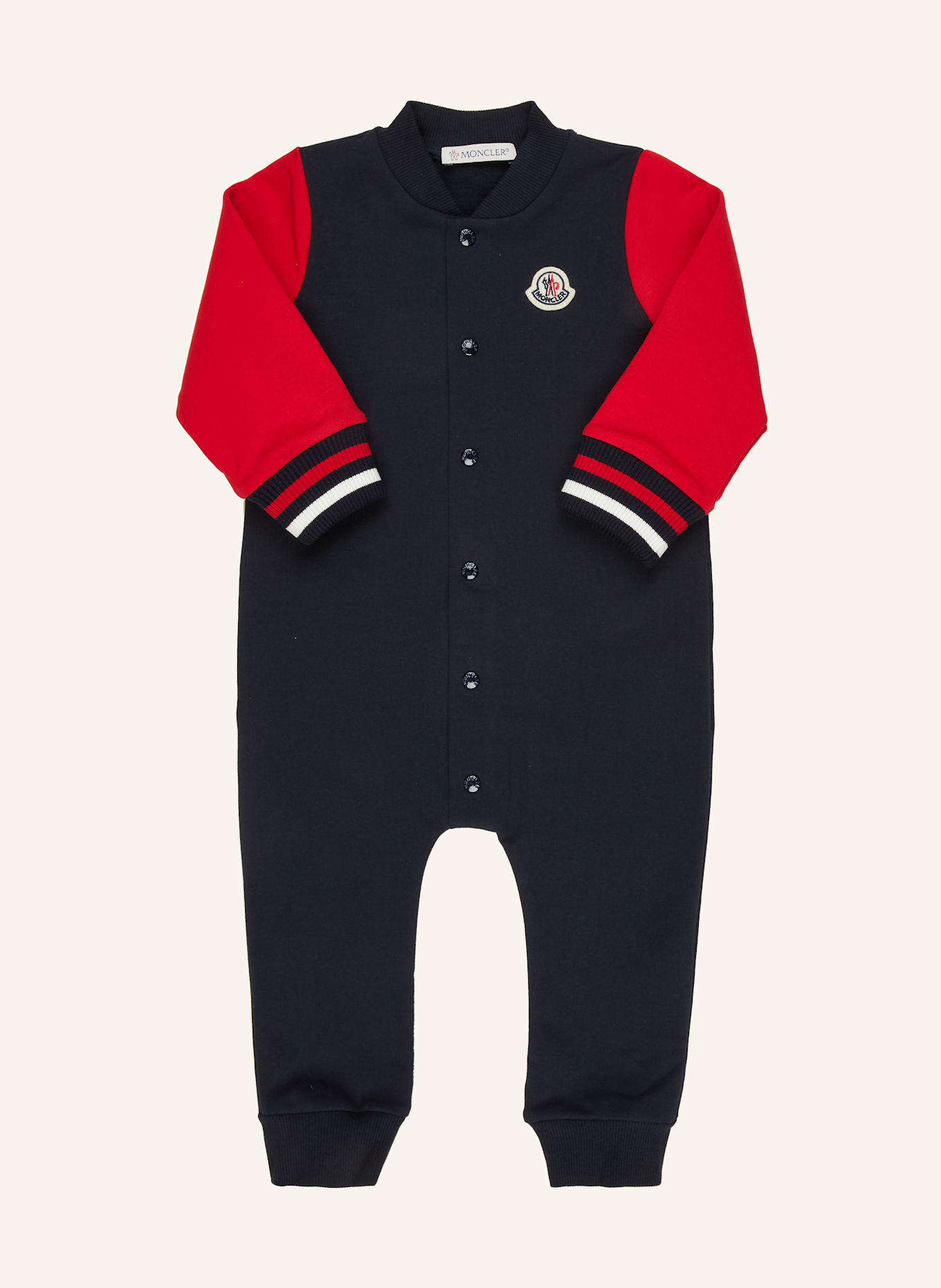 MONCLER enfant Strampler: DUNKELBLAU/ ROT