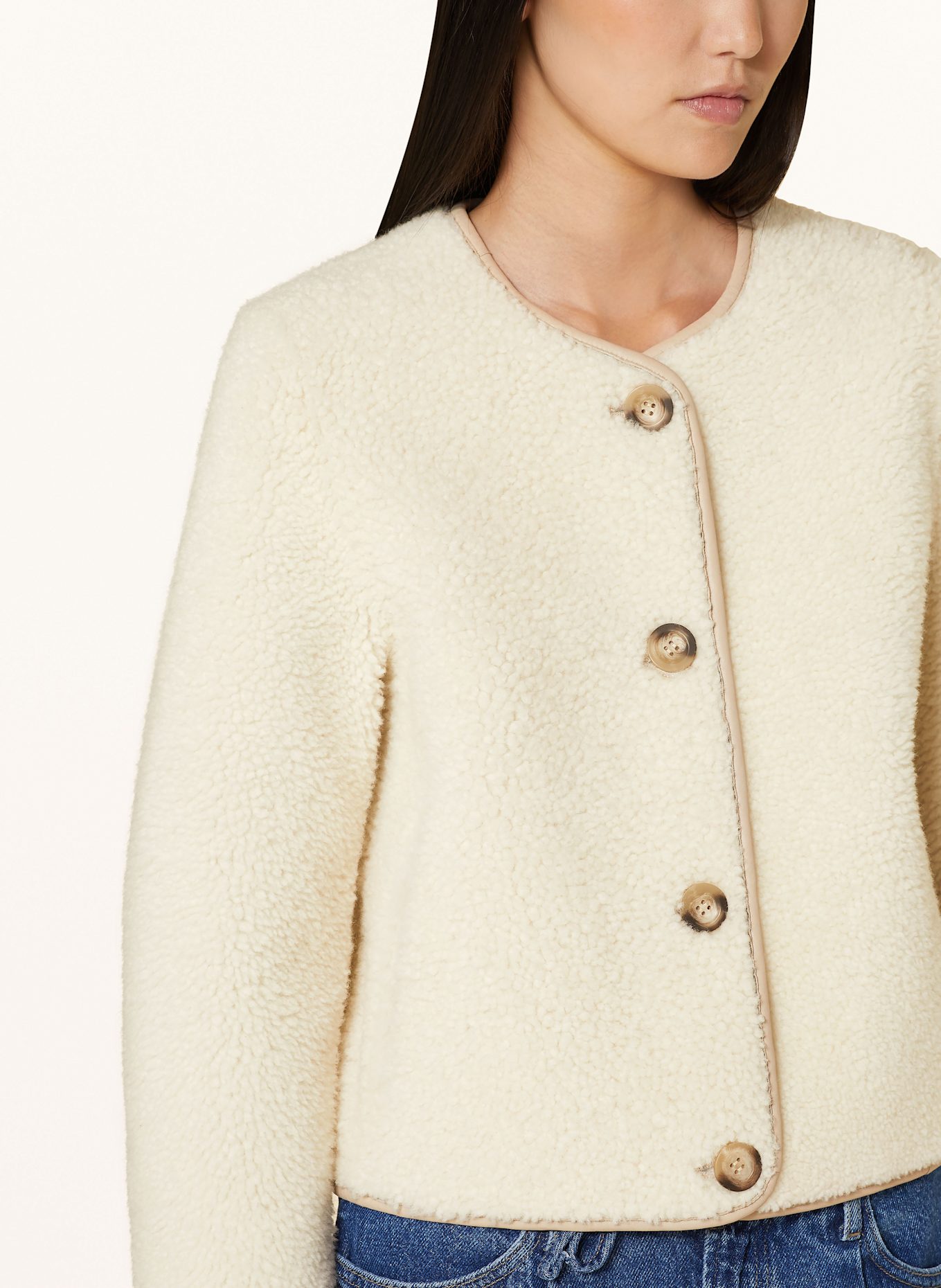MRS & HUGS Lederjacke zum Wenden: ECRU