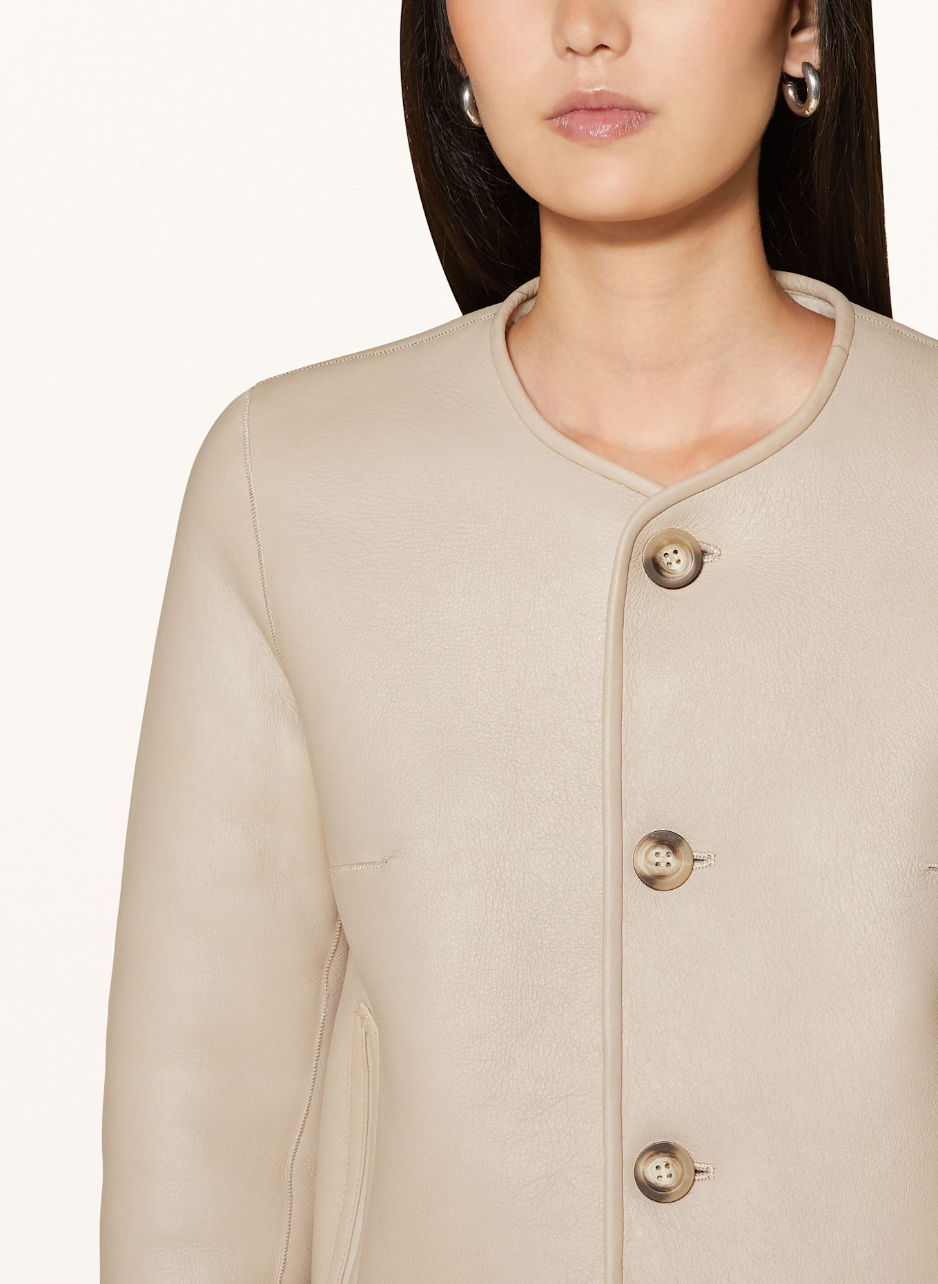 MRS & HUGS Lederjacke zum Wenden: ECRU