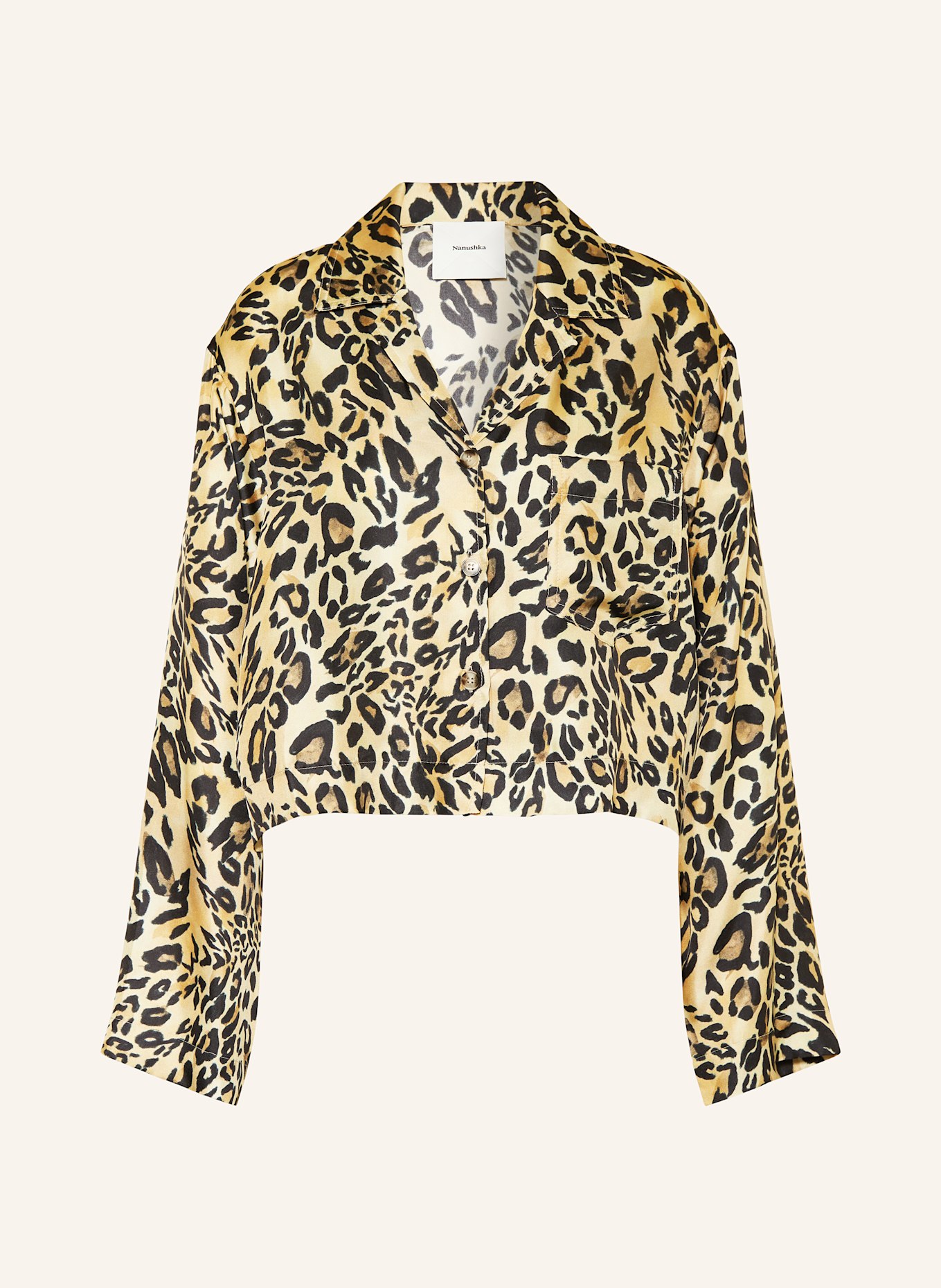 Nanushka Hemdbluse VALLY aus Seide: HELLBRAUN / SCHWARZ