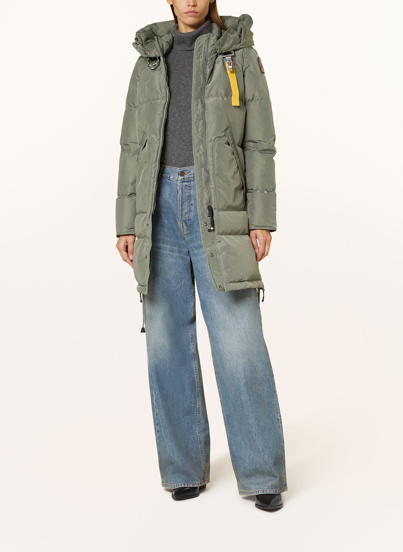 PARAJUMPERS Down coat LONG BEAR with detachable hood: LIGHT GREEN