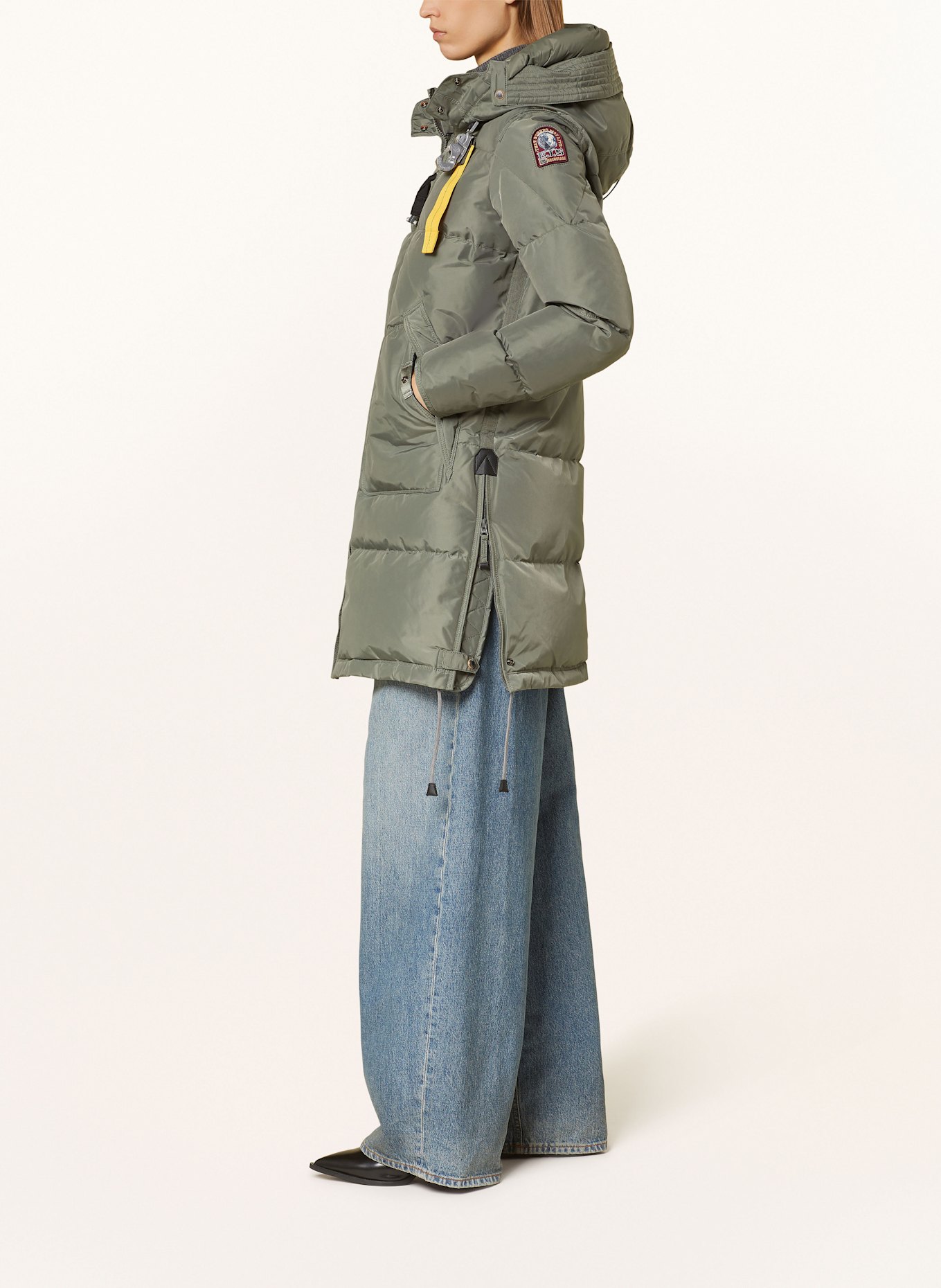PARAJUMPERS Down coat LONG BEAR with detachable hood: LIGHT GREEN