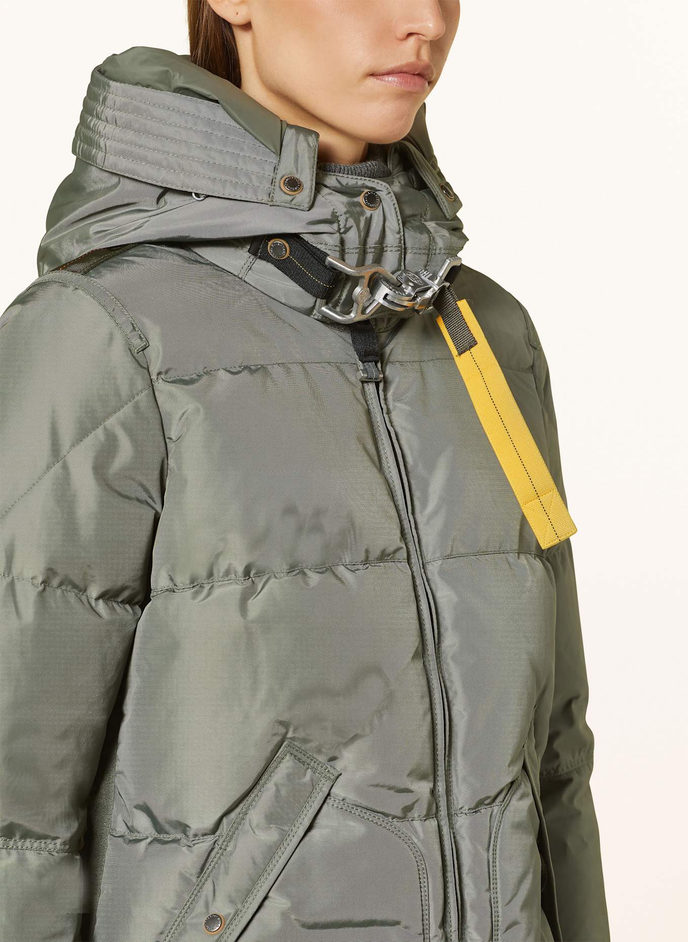 PARAJUMPERS Down coat LONG BEAR with detachable hood: LIGHT GREEN