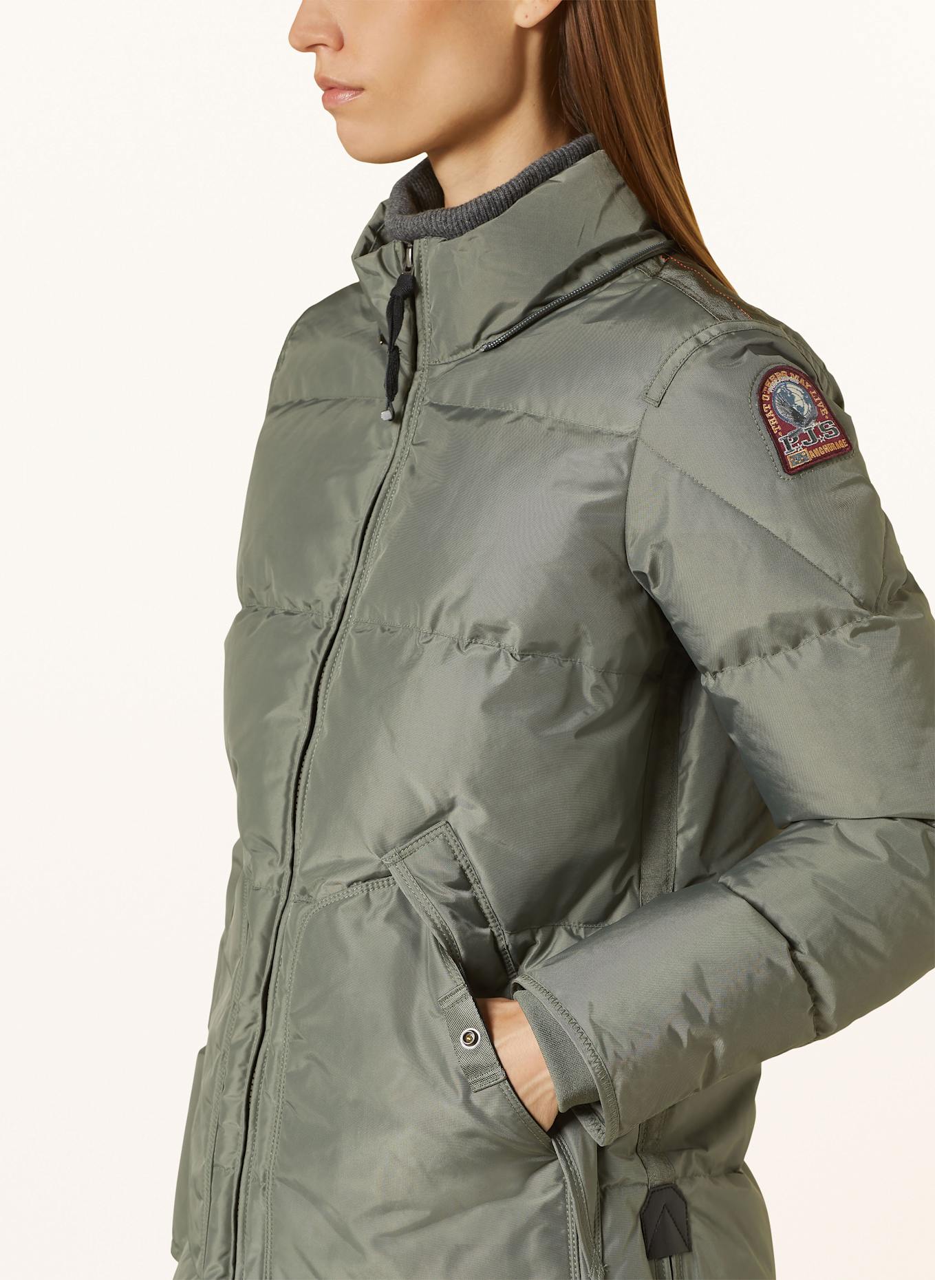 PARAJUMPERS Down coat LONG BEAR with detachable hood: LIGHT GREEN