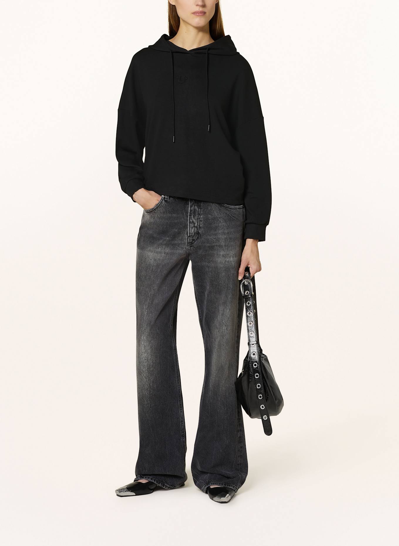 TRUE RELIGION Cropped-Hoodie, Farbe: SCHWARZ (Bild 2)