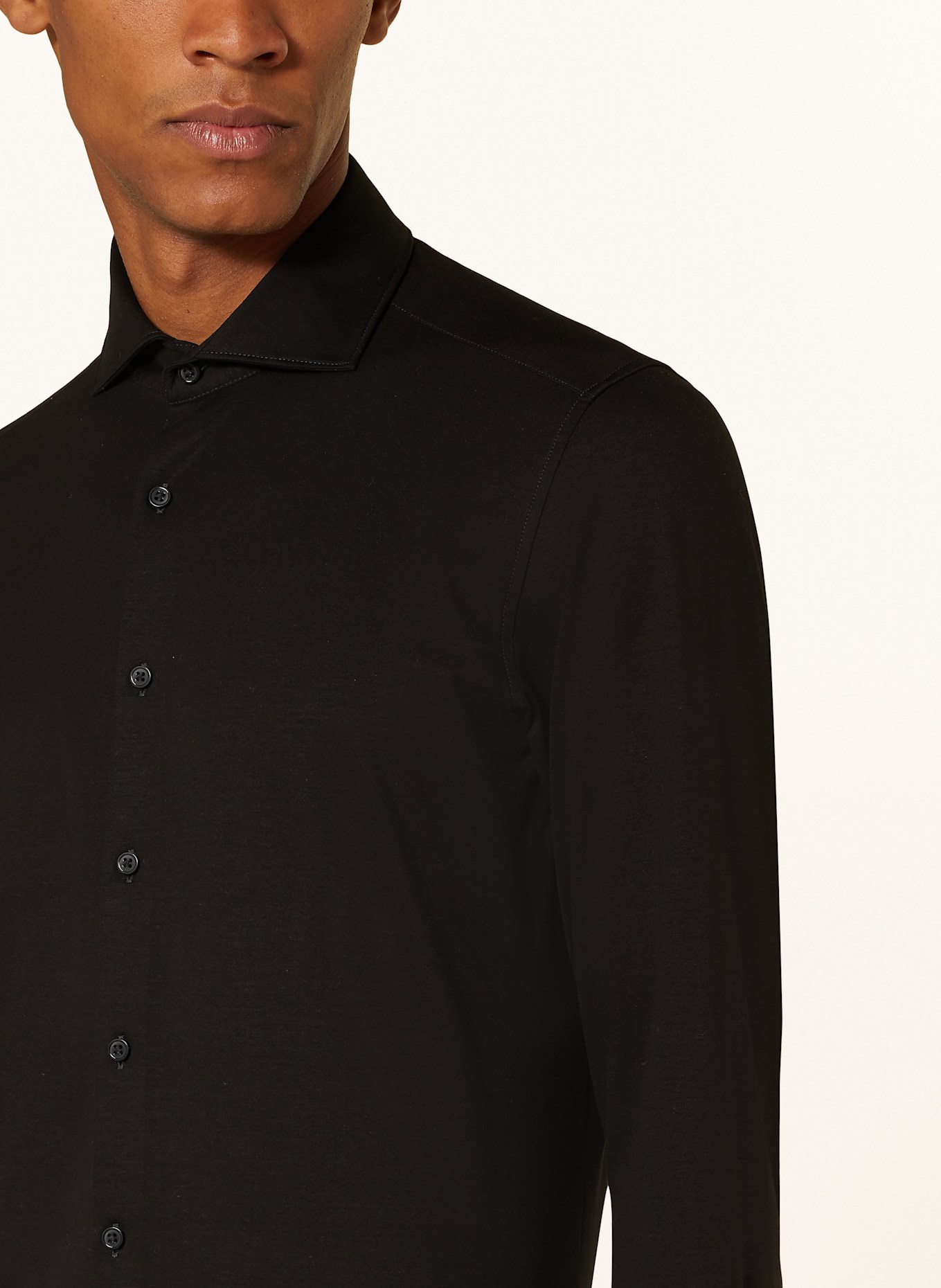 PAUL Jerseyhemd Slim Fit: SCHWARZ