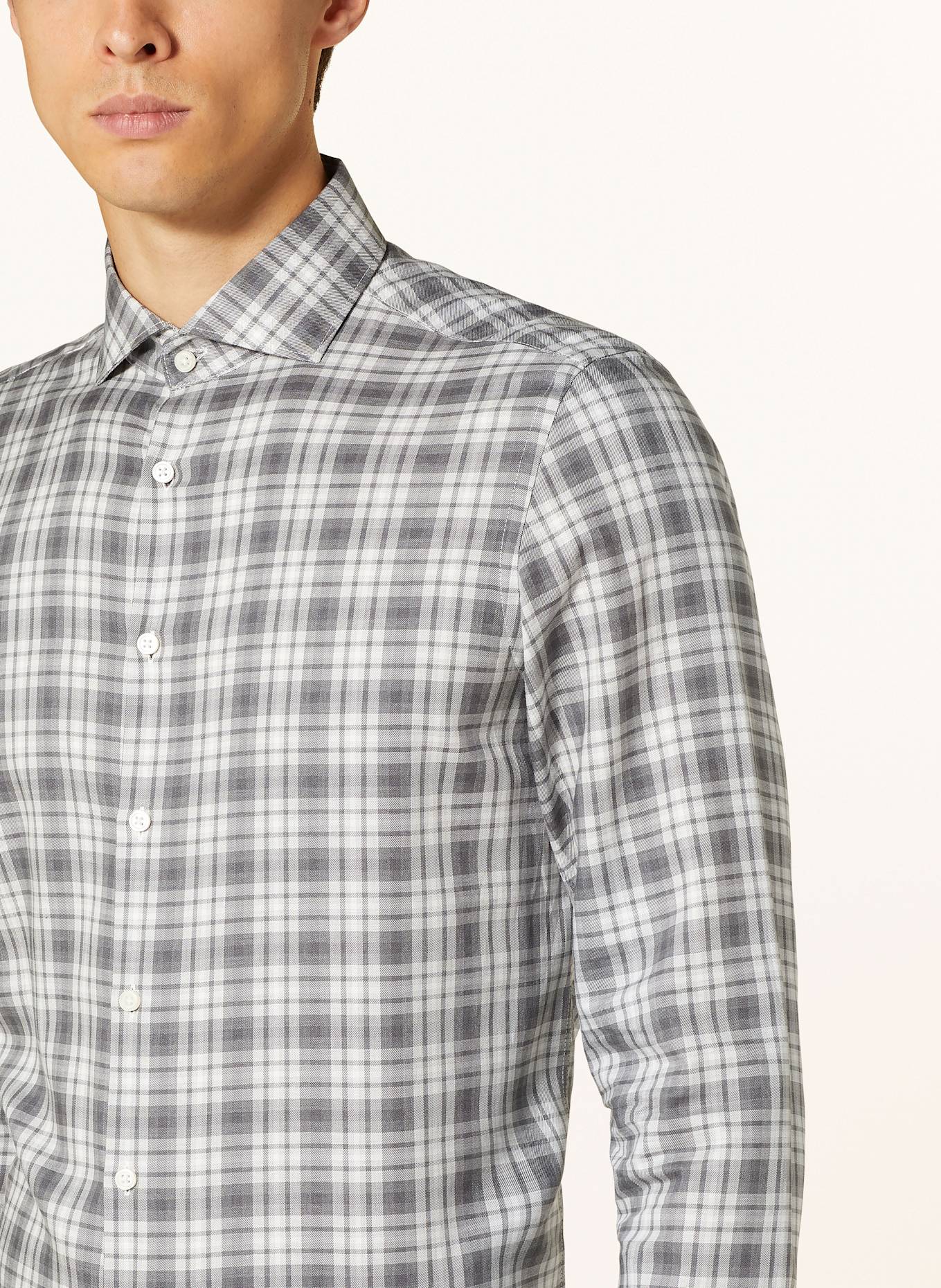 PAUL Hemd Slim Fit: GRAU / WEISS