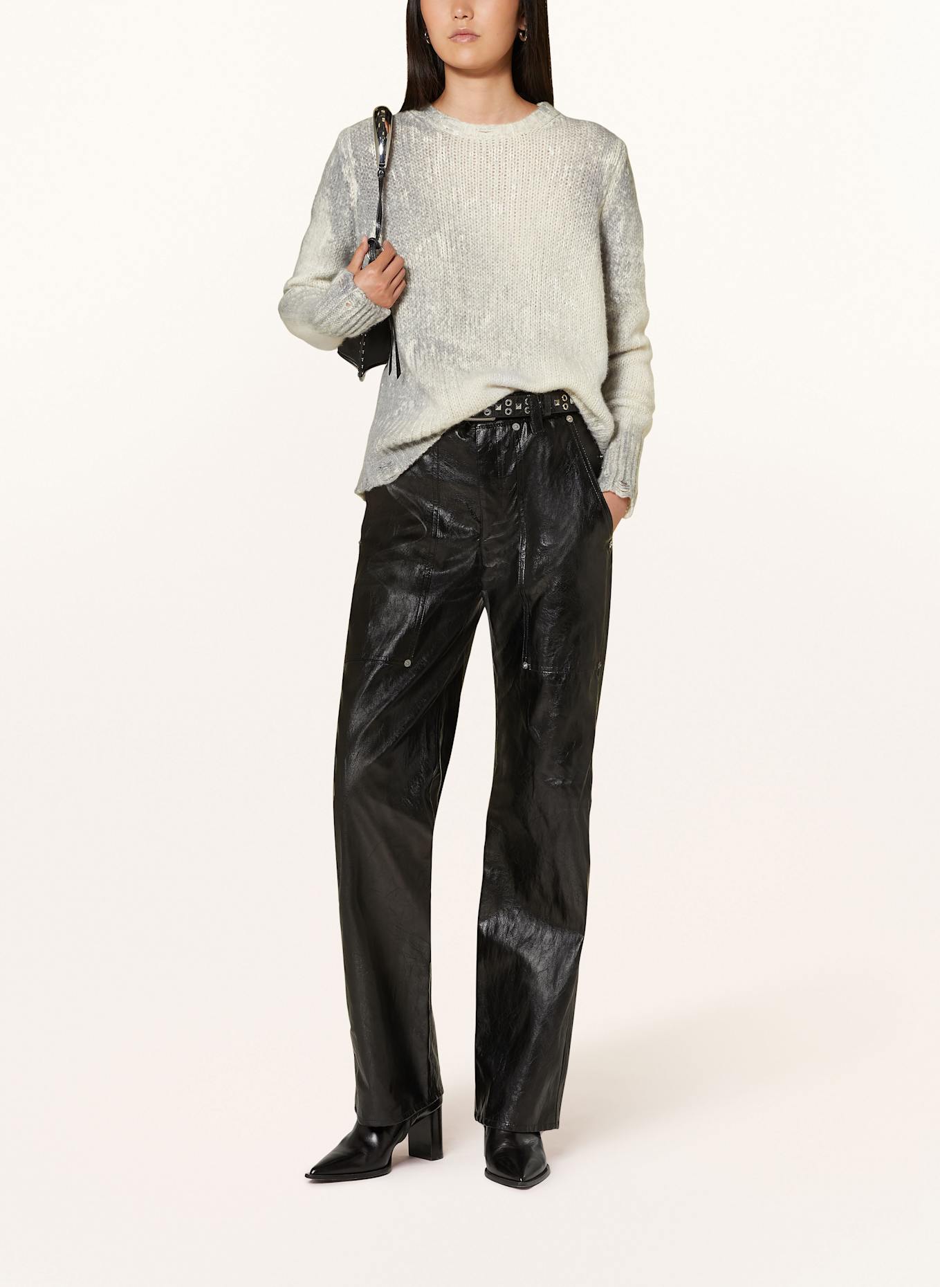 MARANT ÉTOILE ARIETE trousers in leather look with rivets: BLACK