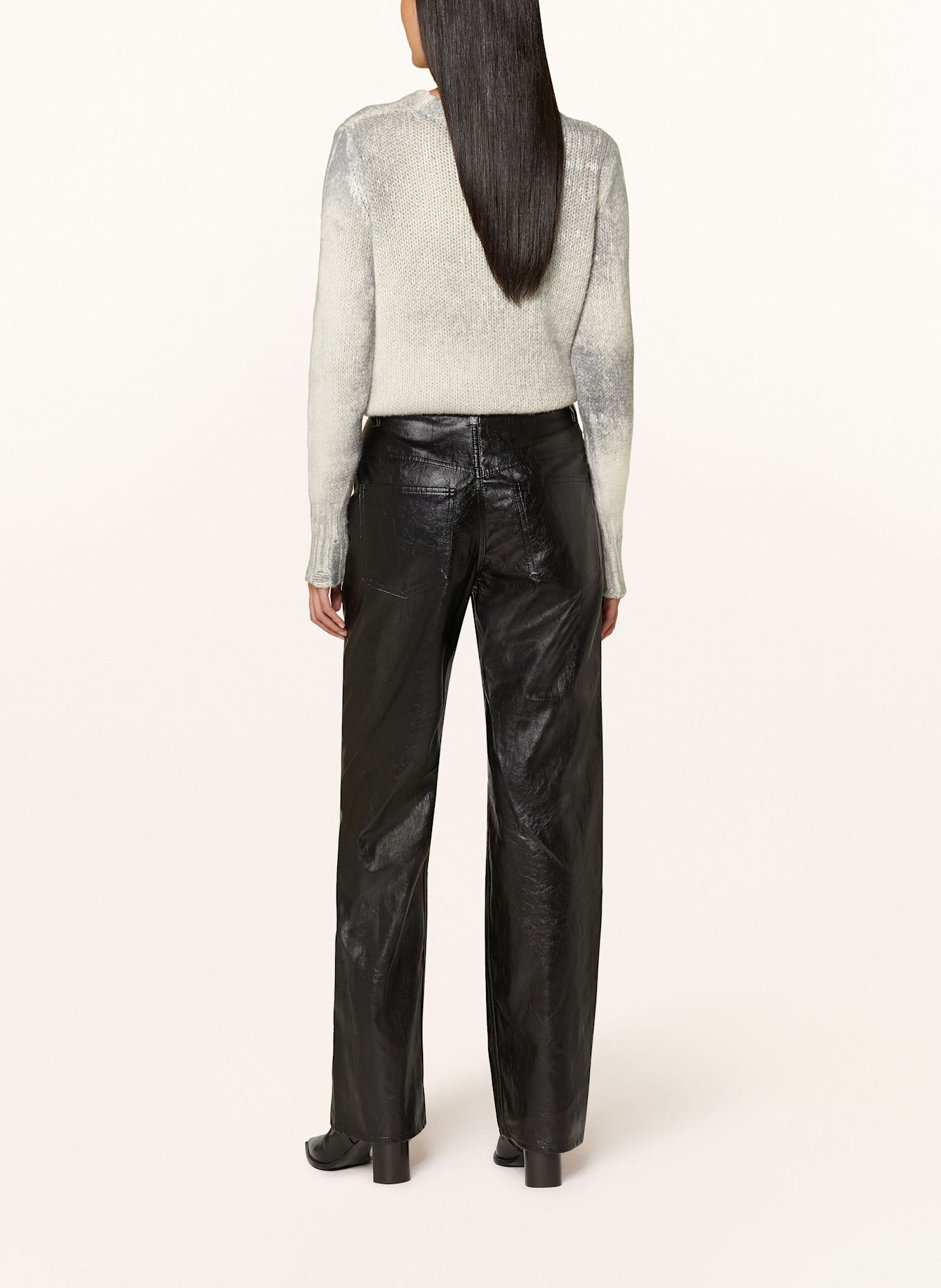 MARANT ÉTOILE ARIETE trousers in leather look with rivets: BLACK
