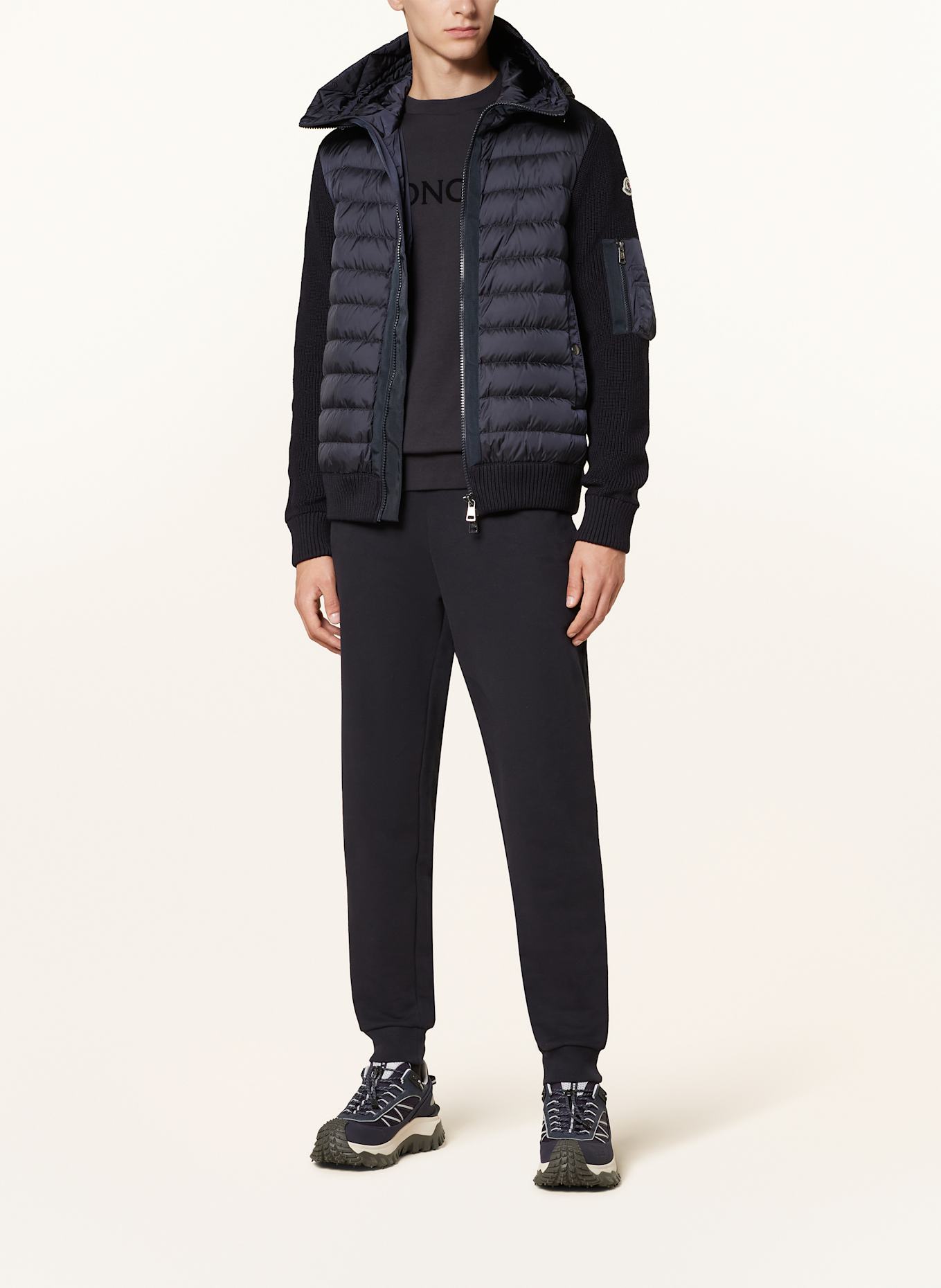 MONCLER Kurtka puchowa z mieszanki materiałów kolor granatowy