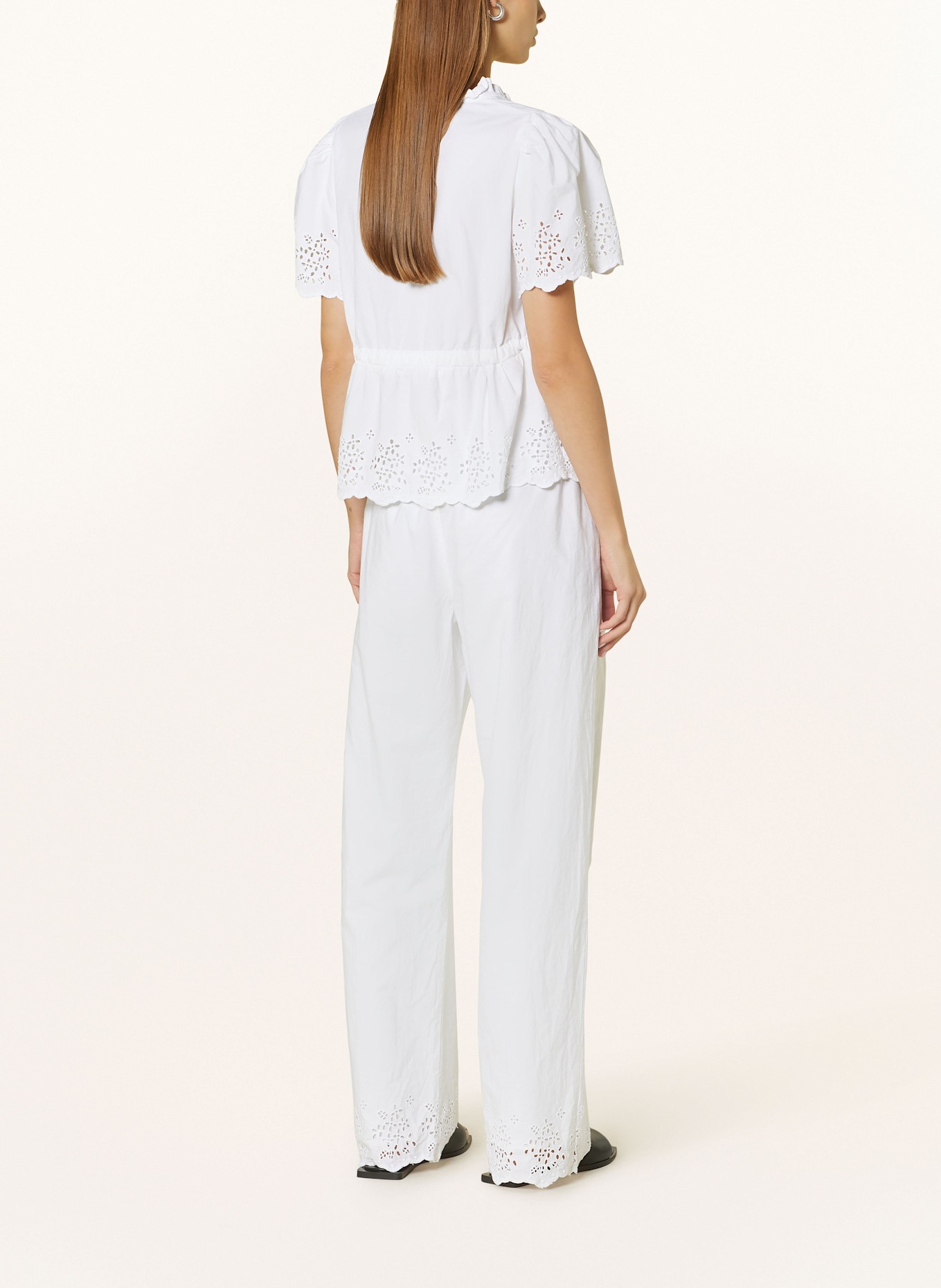 NEO NOIR SATSI blouse top with broderie anglaise, Color: WHITE (Image 3)