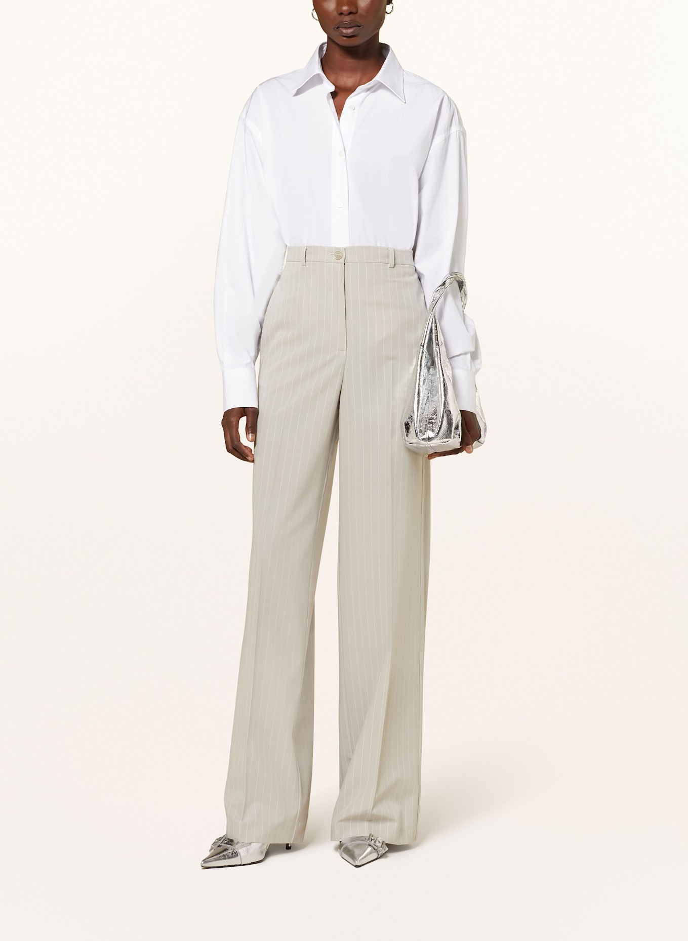 PATRIZIA PEPE Wide leg trousers, Color: LIGHT GRAY/ WHITE (Image 2)