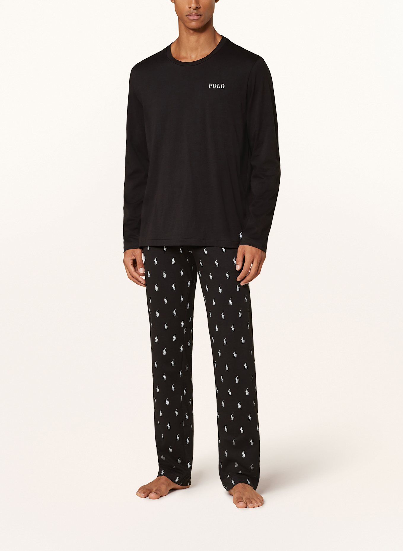 POLO RALPH LAUREN Pajama shirt: BLACK