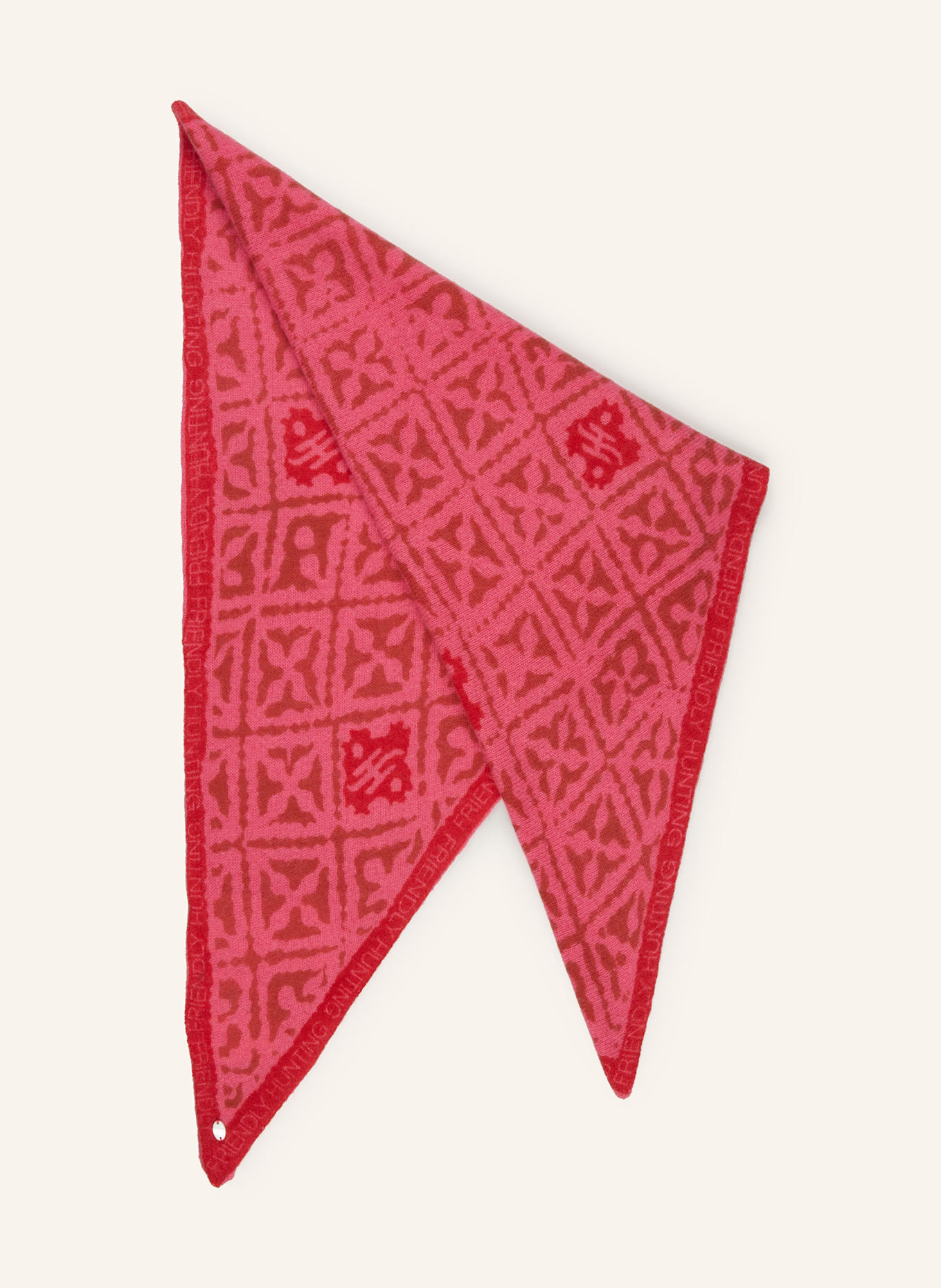 friendly hunting Trójkątna chusta EYES OF MARRAKESH z kaszmiru: MOCNORÓŻOWY / CZERWONY