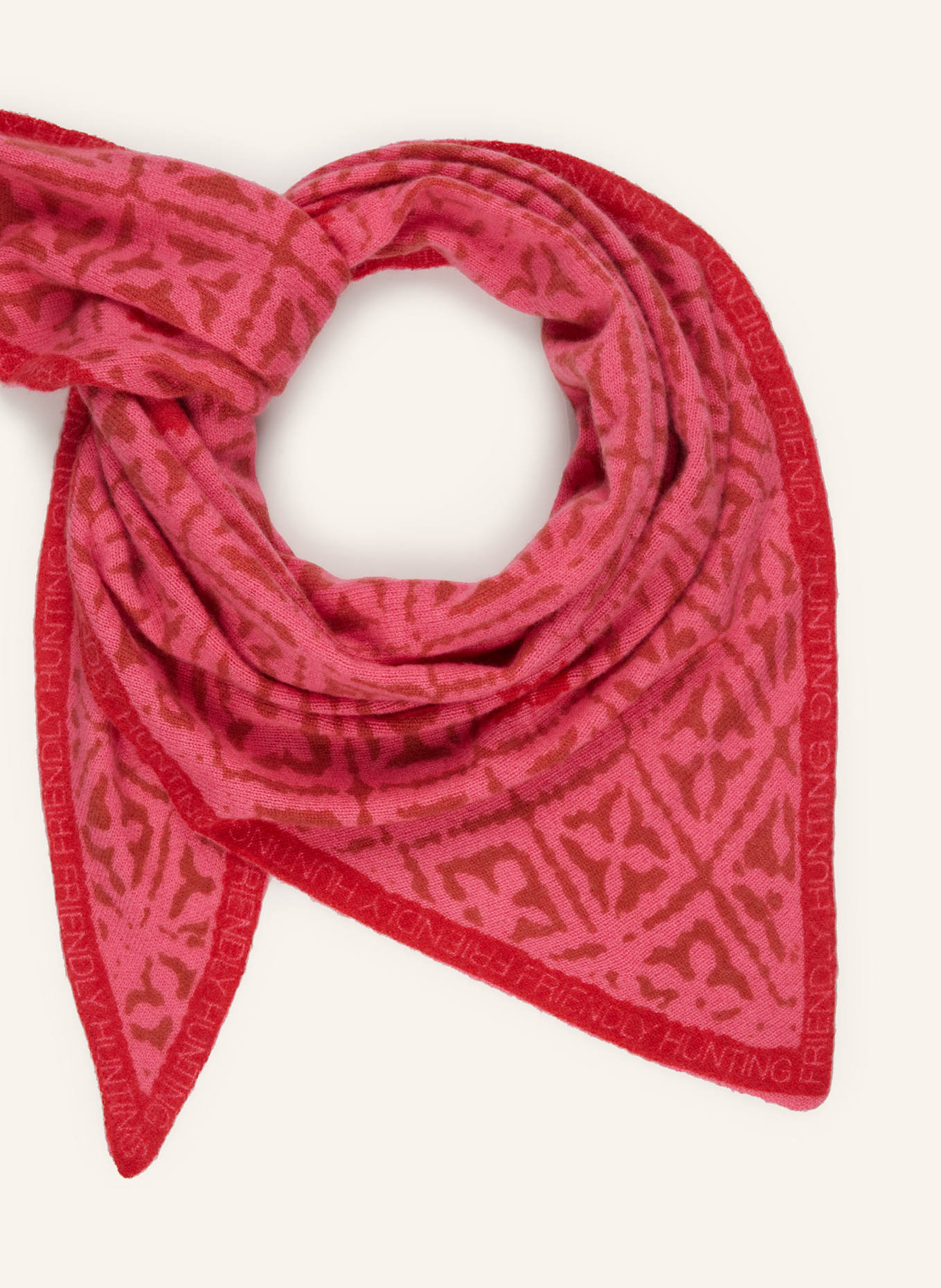 friendly hunting Trójkątna chusta EYES OF MARRAKESH z kaszmiru: MOCNORÓŻOWY / CZERWONY