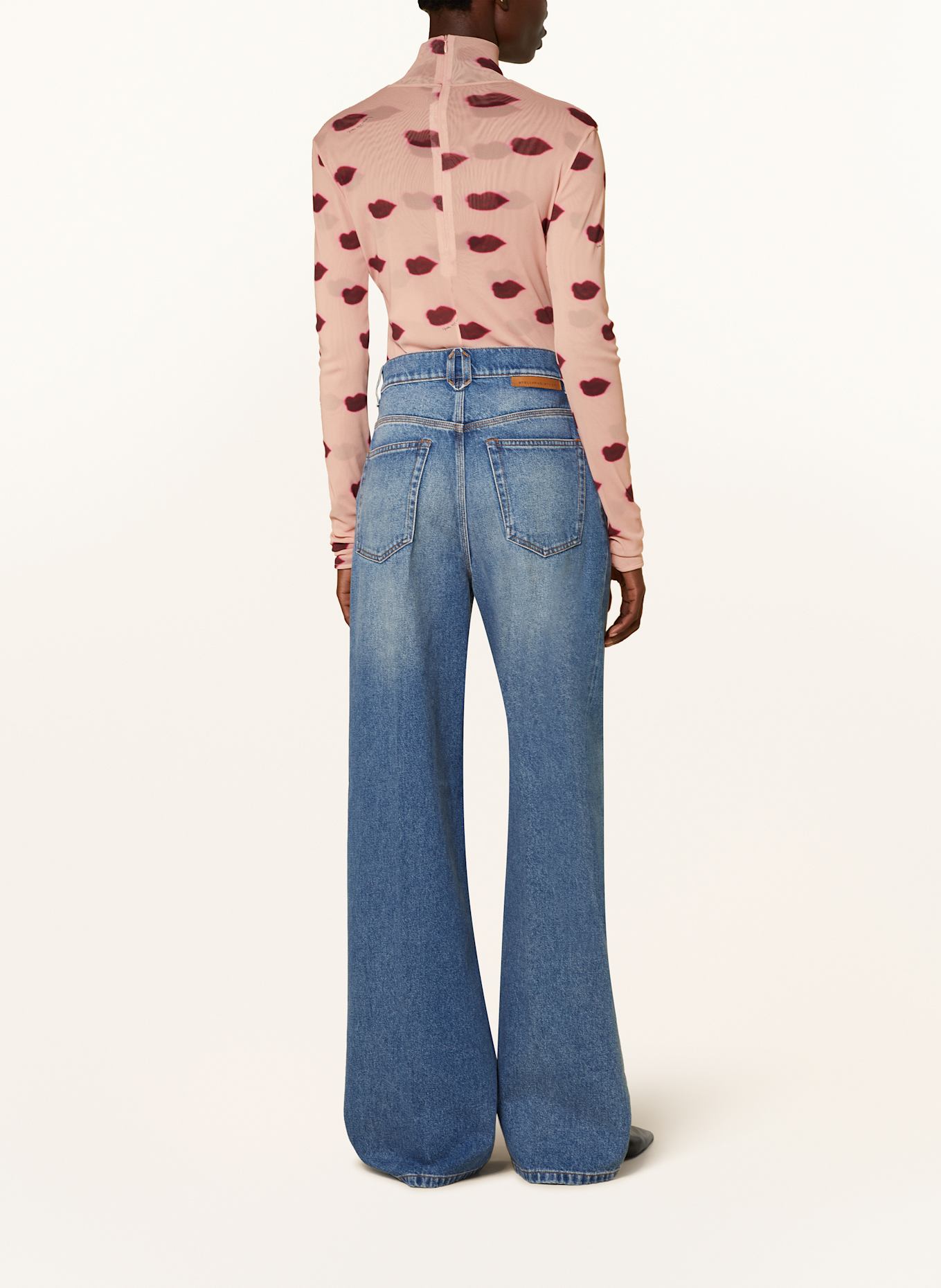 STELLA McCARTNEY Longsleeve aus Mesh in altrosa/ dunkelrot/ fuchsia 