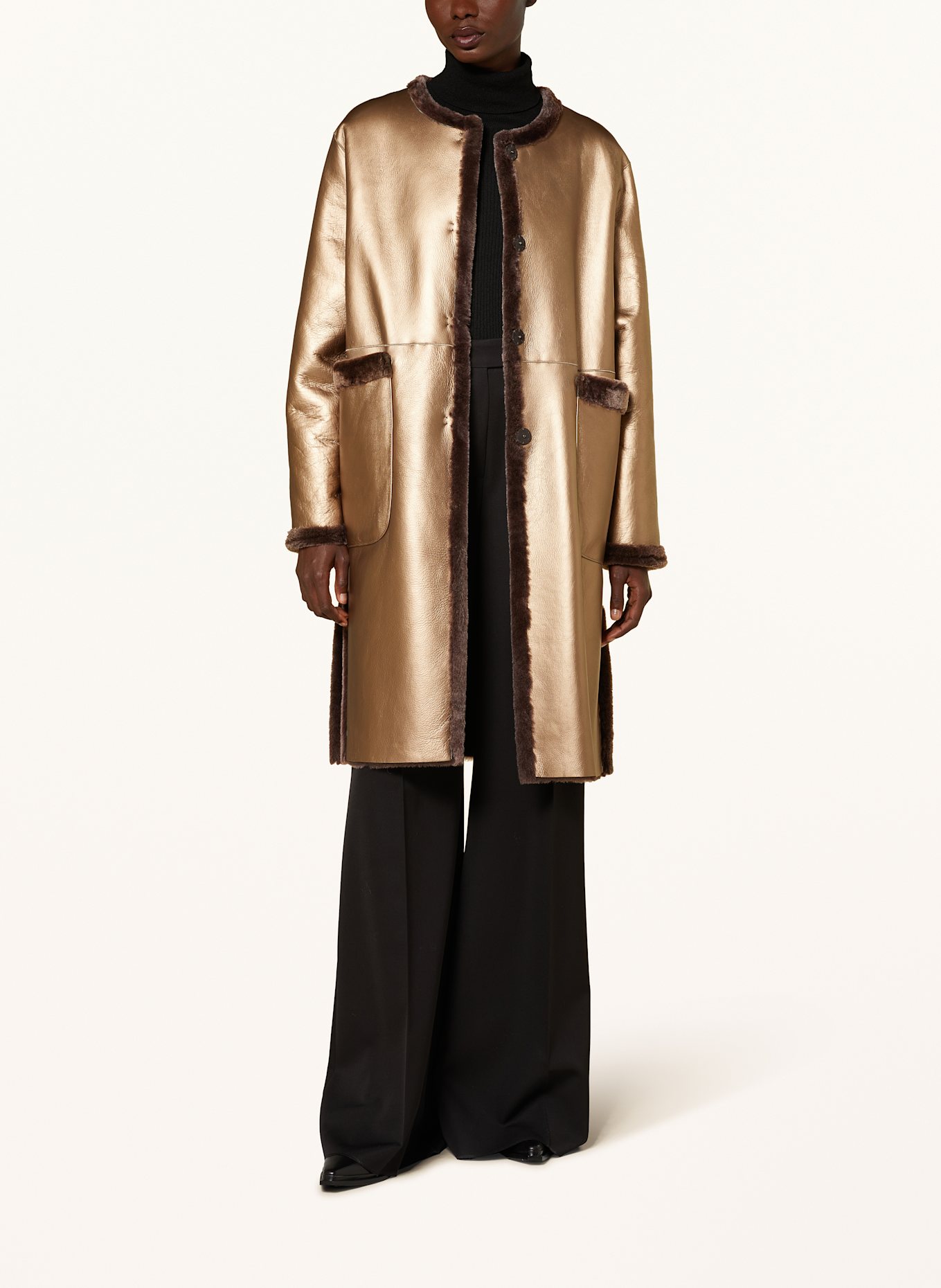 manzoni 24 Oboustranný kabát: TMAVĚ HNĚDÁ