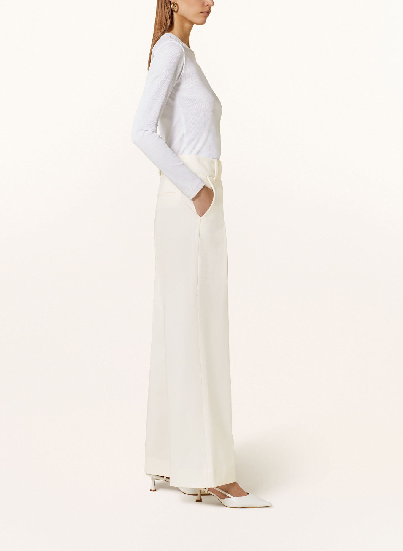 IVY OAK Wide leg trousers PEONY ROSE, Color: ECRU (Image 4)