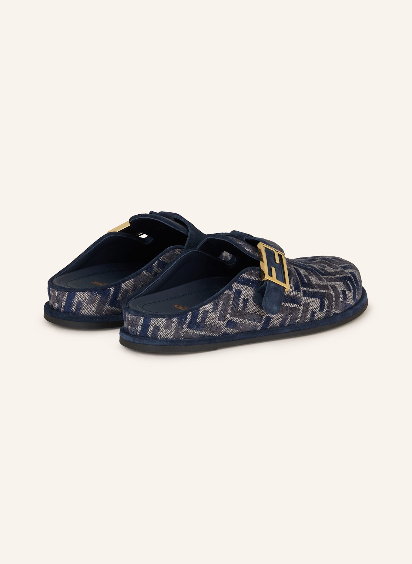 FENDI Mules: BLAU/ HELLBLAU
