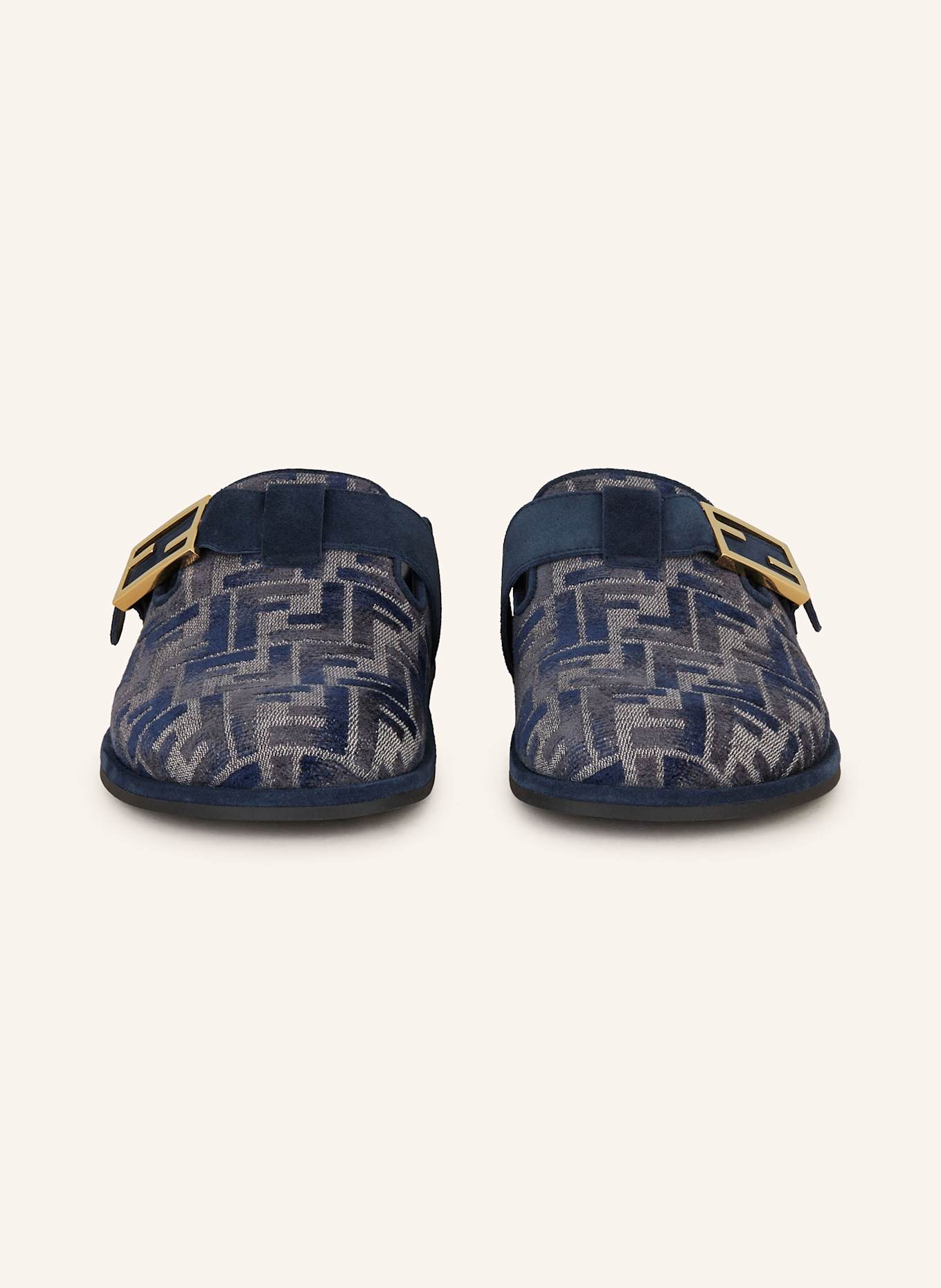 FENDI Mules: BLAU/ HELLBLAU