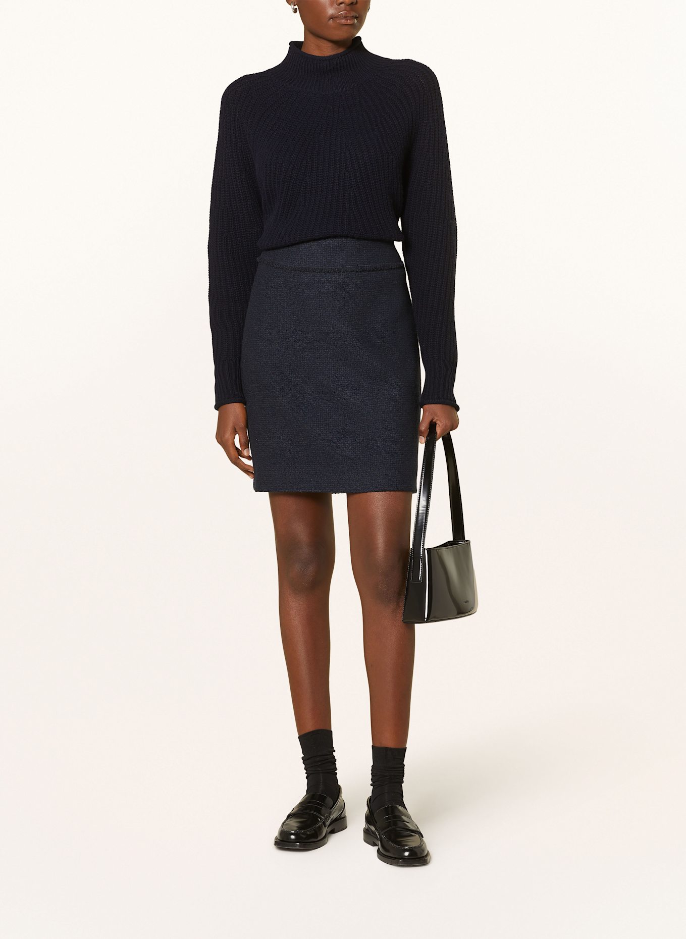 windsor. Bouclé skirt, Color: DARK BLUE (Image 2)