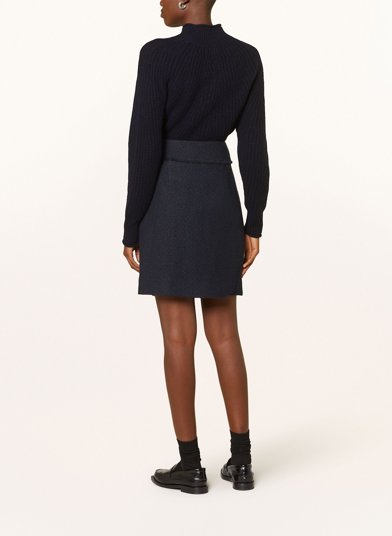 windsor. Bouclé skirt, Color: DARK BLUE (Image 3)