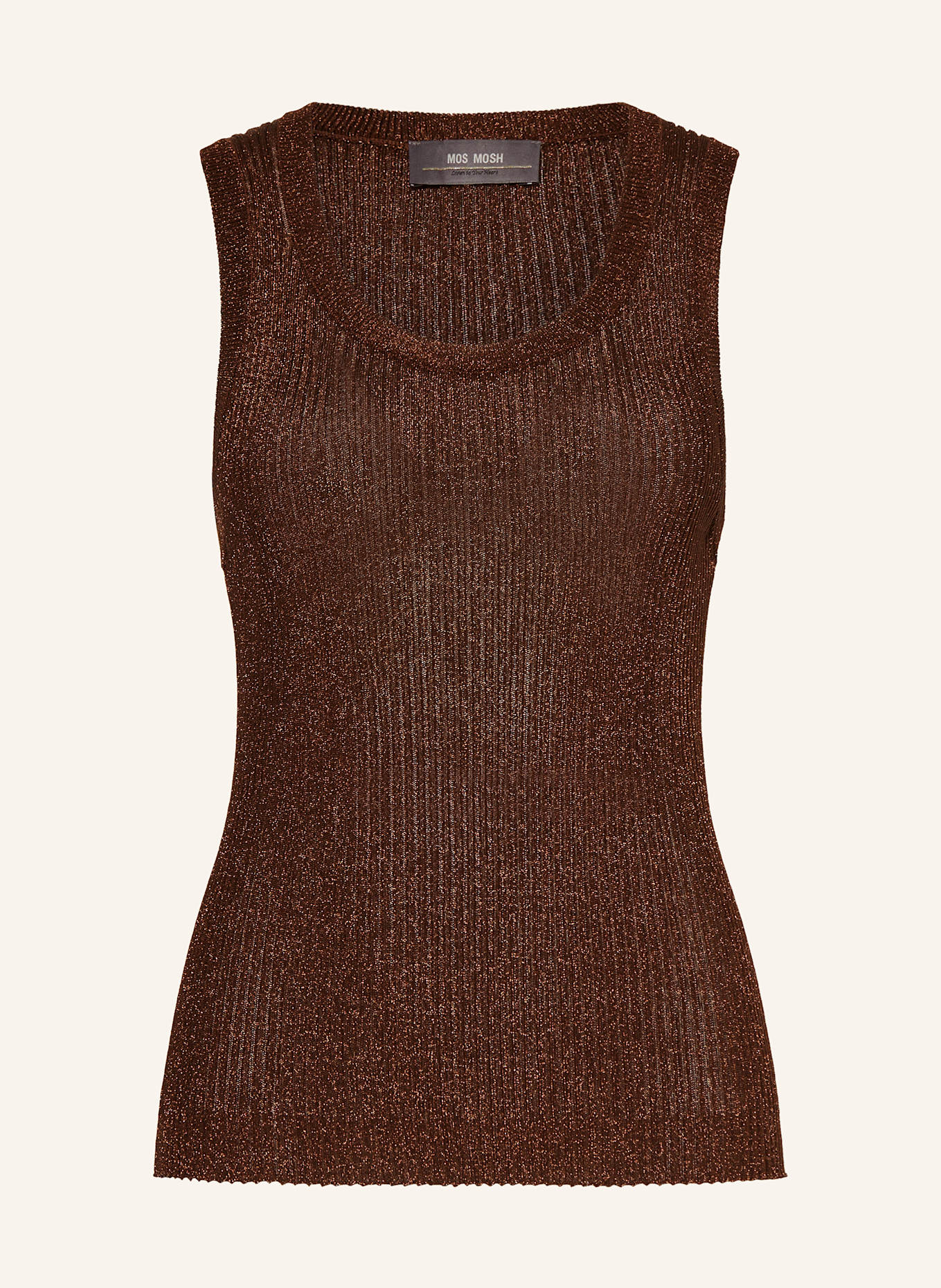 MOS MOSH Top en maille MMRELANA avec fil brillant: MARRON