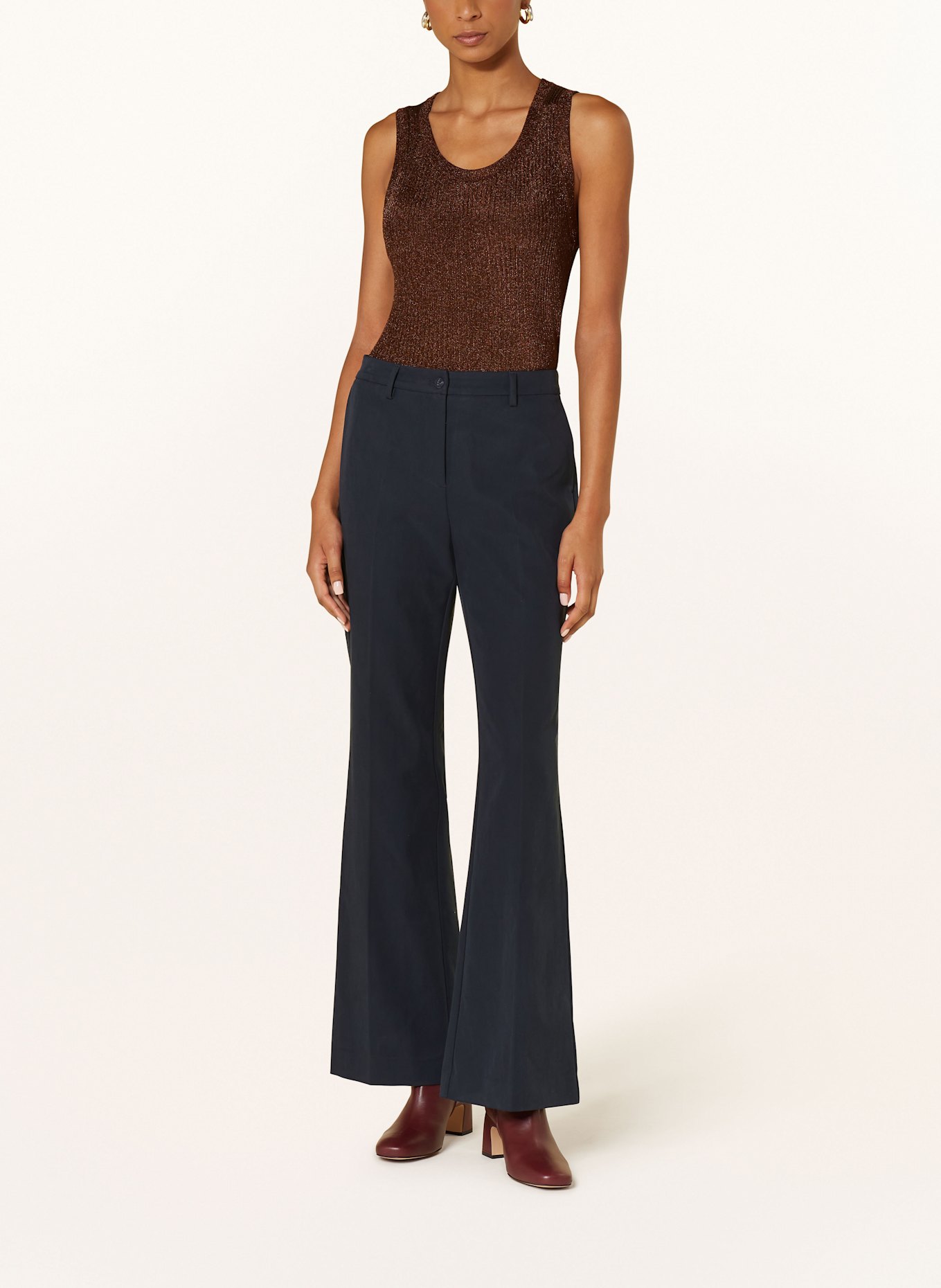 MOS MOSH Top en maille MMRELANA avec fil brillant: MARRON