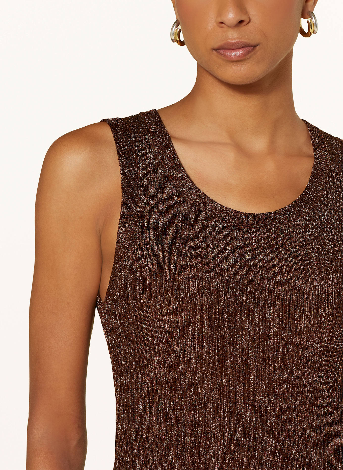 MOS MOSH Top en maille MMRELANA avec fil brillant: MARRON