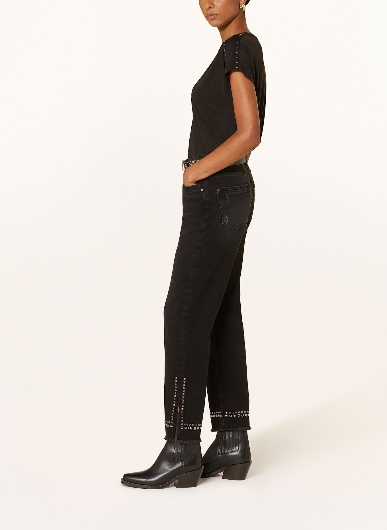 MOS MOSH Straight Jeans MMVERTI mit Nieten: 801 BLACK